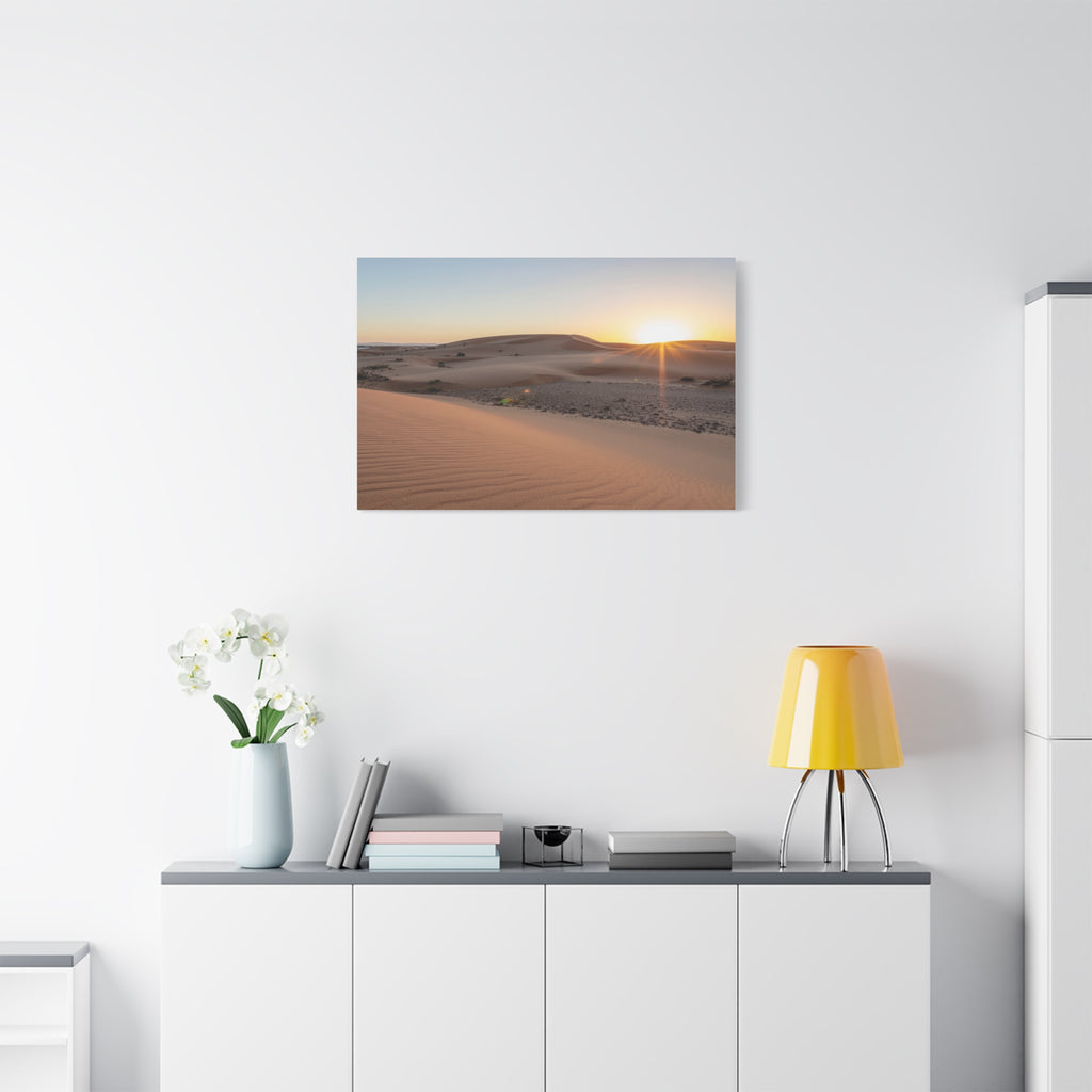 Daybreak in the Desert: Golden Sands at Sunrise, Arid Landscape Panorama - L’Art Suprême Canvas