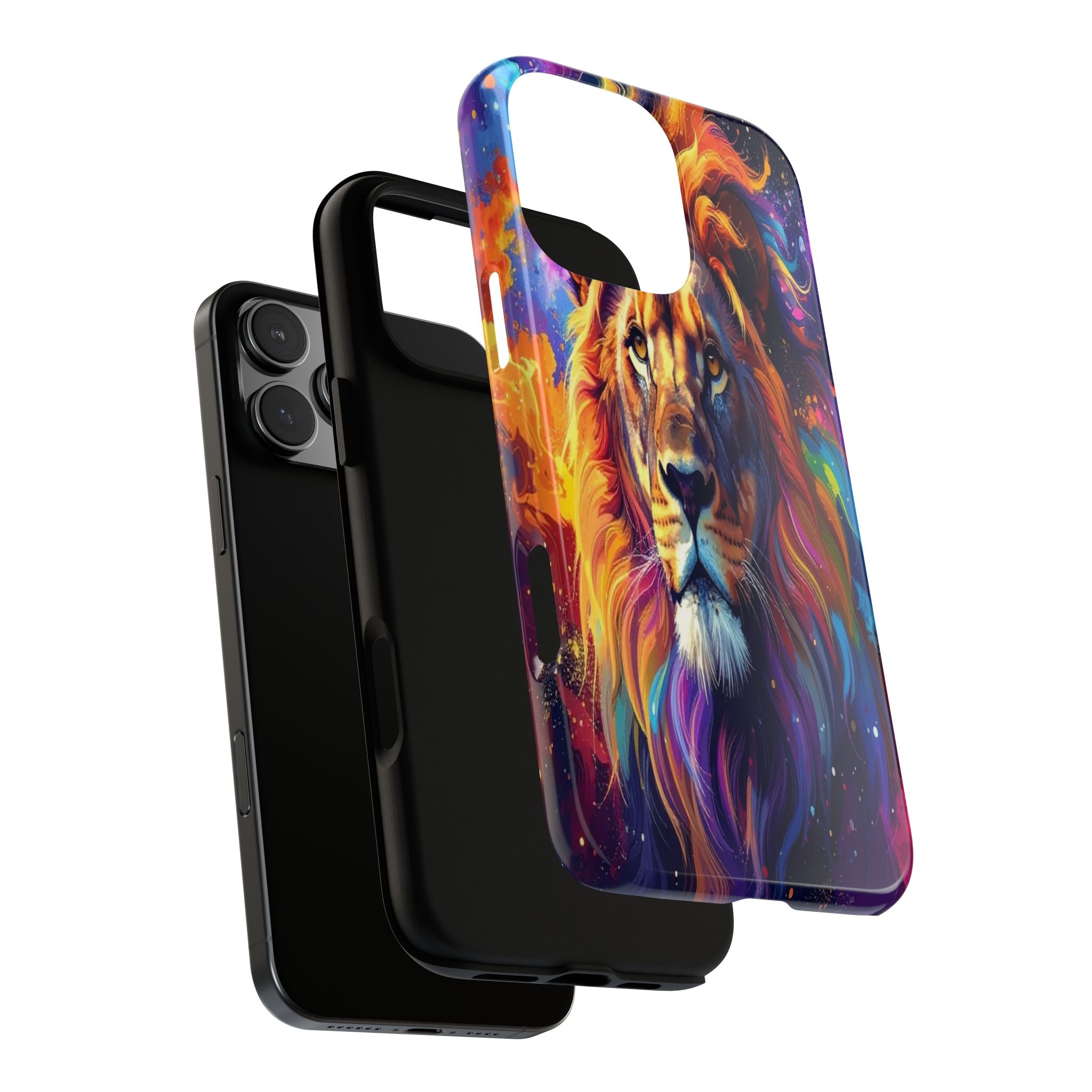 Cosmic Mane: Celestial Lion Portrait, Psychedelic Wildlife Art - L’Art Suprême Phone Case