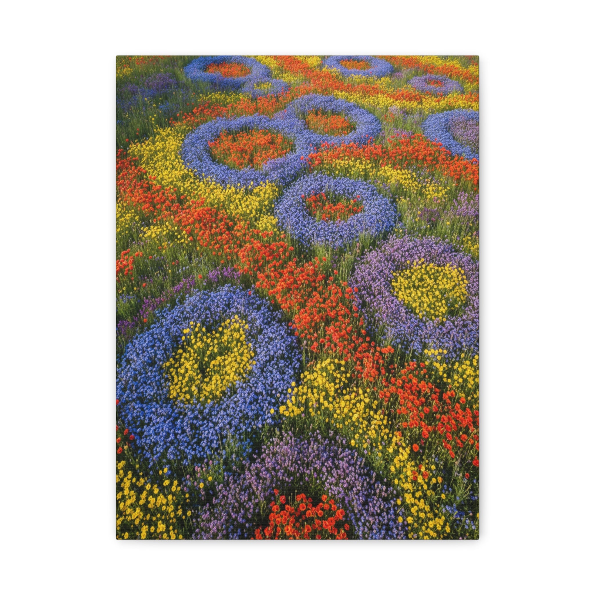 Geometric Garden: Kaleidoscopic Floral Landscape, Vibrant Botanical Patterns - L’Art Suprême Canvas