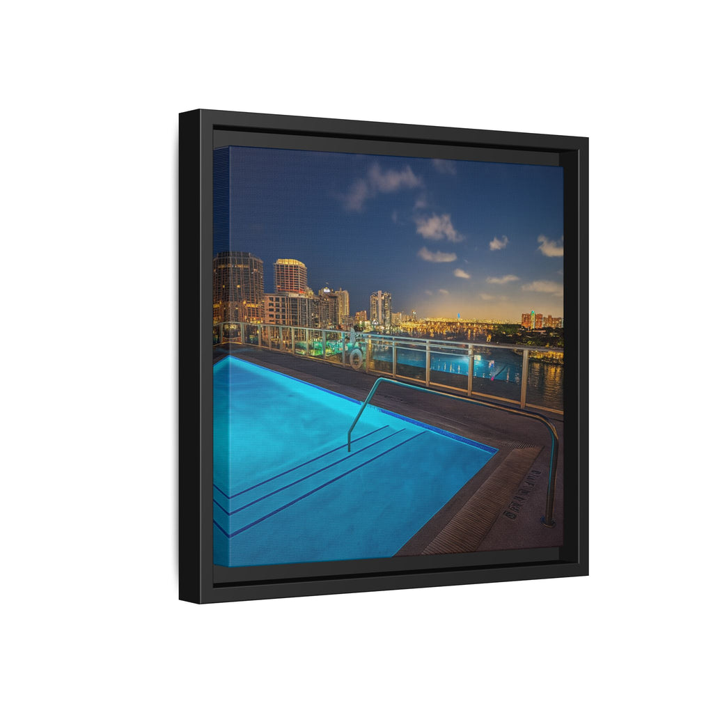 "Skyline Reflections" – Framed Canvas Print