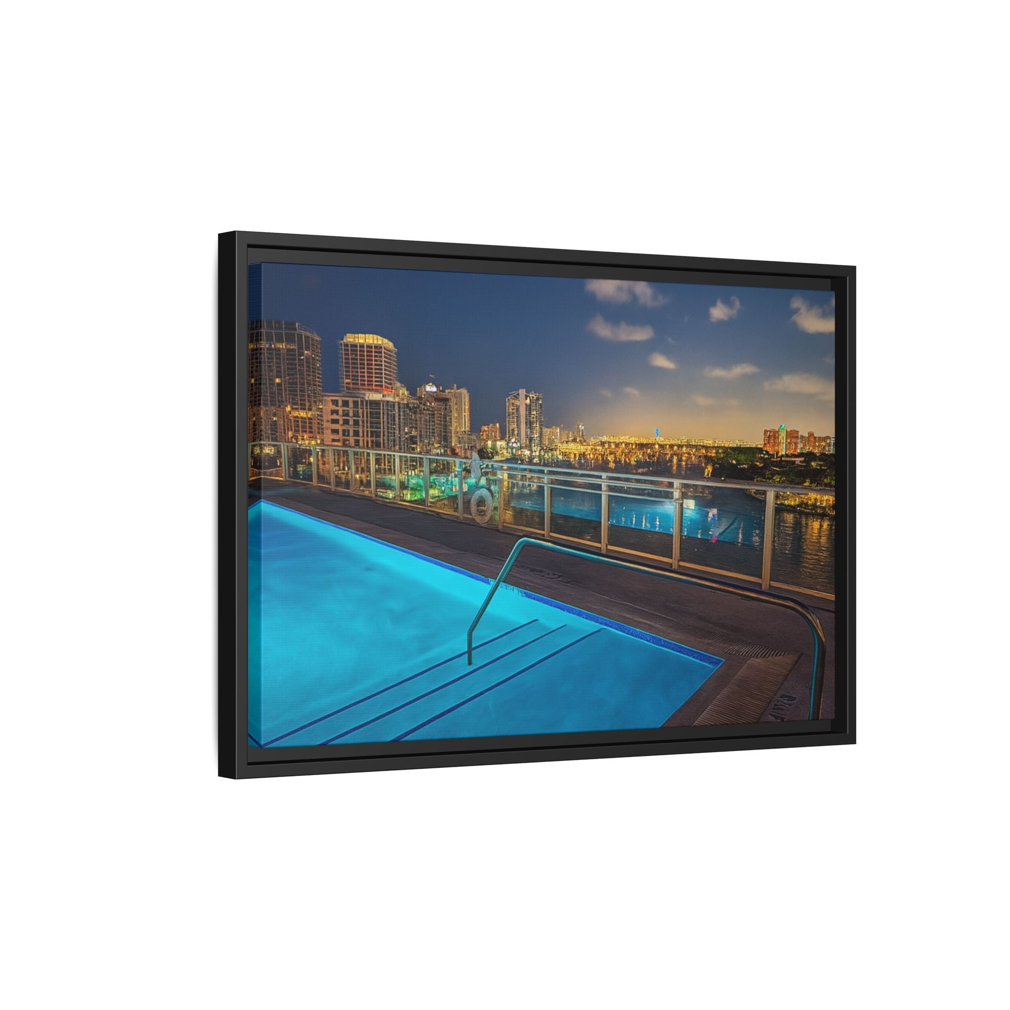 "Skyline Reflections" – Framed Canvas Print