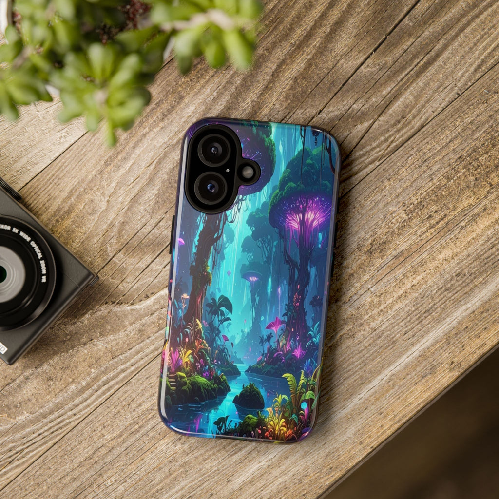 Bioluminescent Dreamscape: Ethereal Forest Fantasy, Digital Luminescence Illustration - L’Art Suprême Phone Case