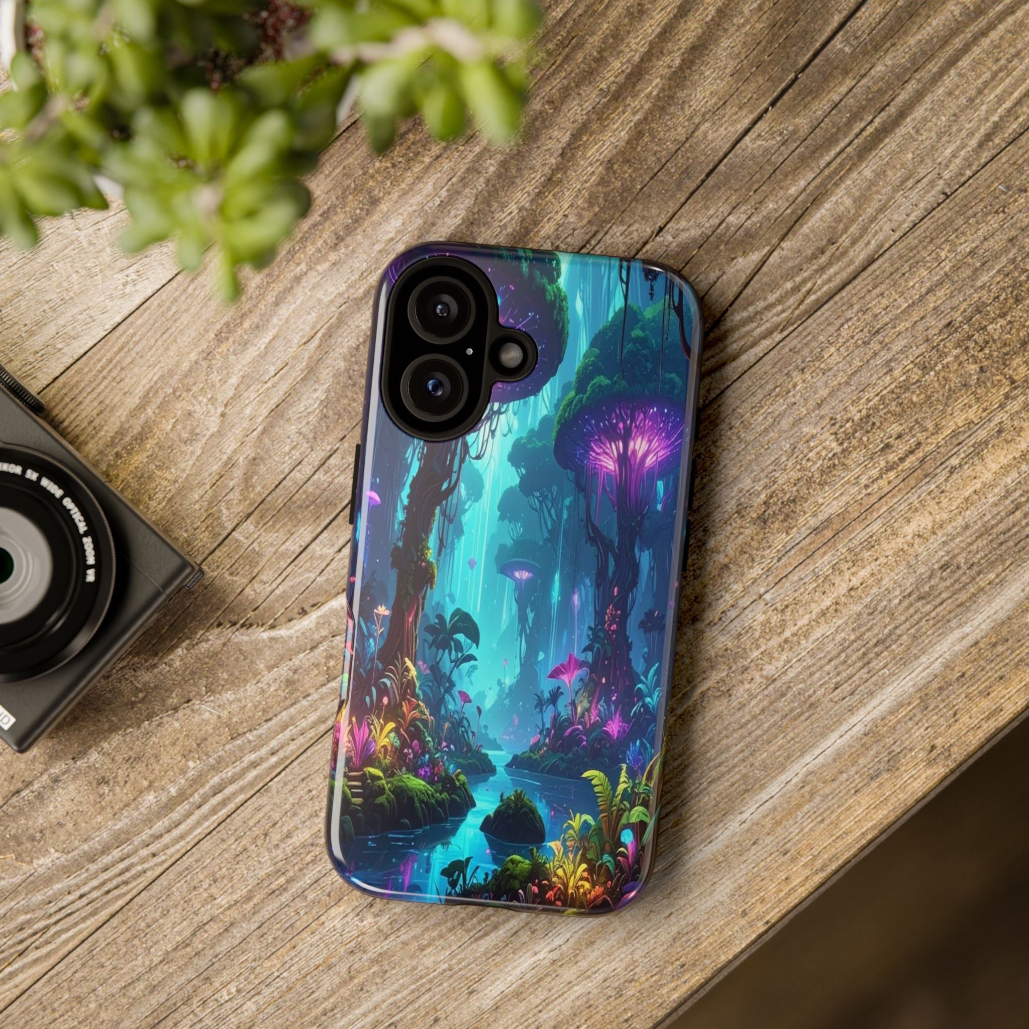 Bioluminescent Dreamscape: Ethereal Forest Fantasy, Digital Luminescence Illustration - L’Art Suprême Phone Case