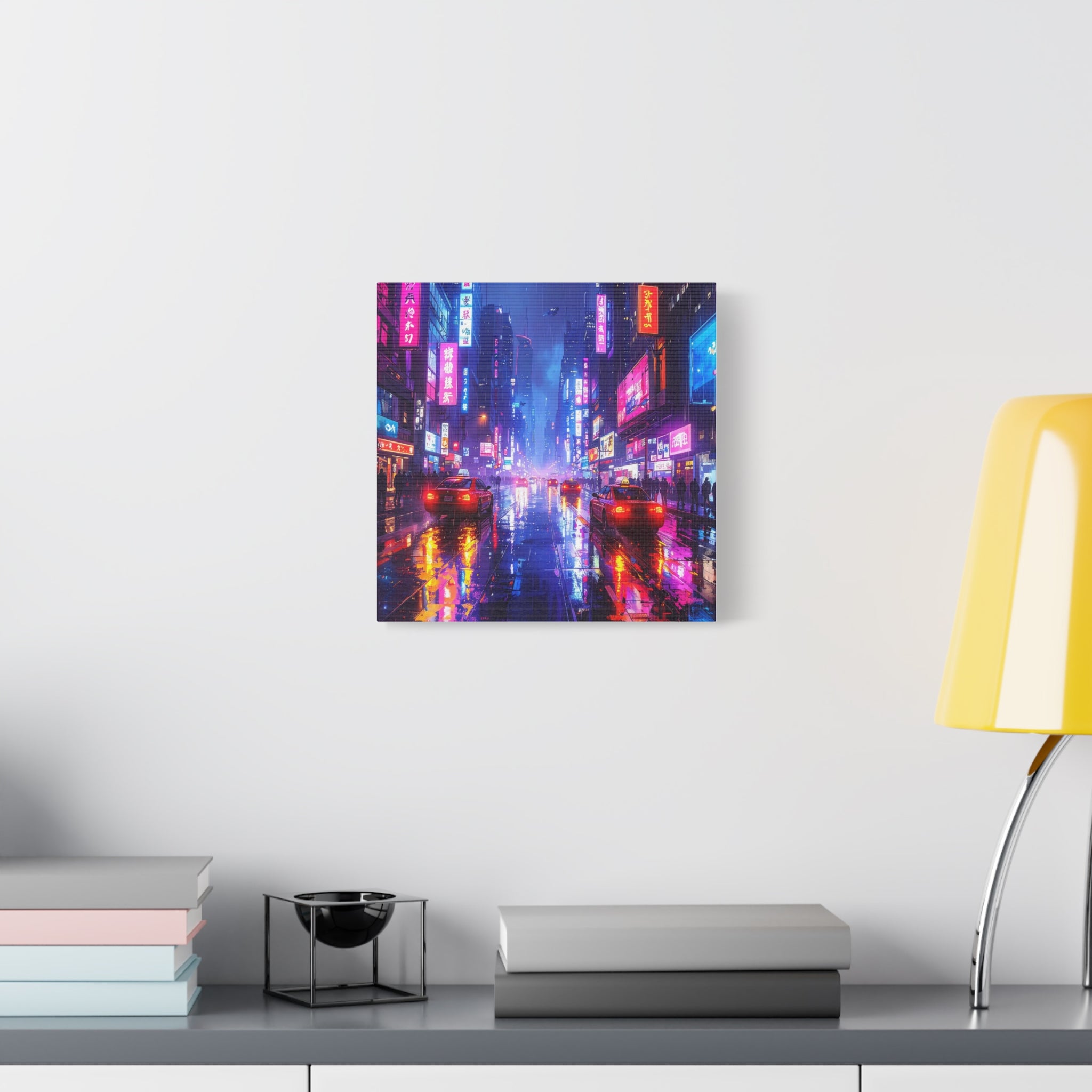 Neon Dystopia: Cyberpunk Metropolis, Urban Night Reflections - L’Art Suprême Canvas