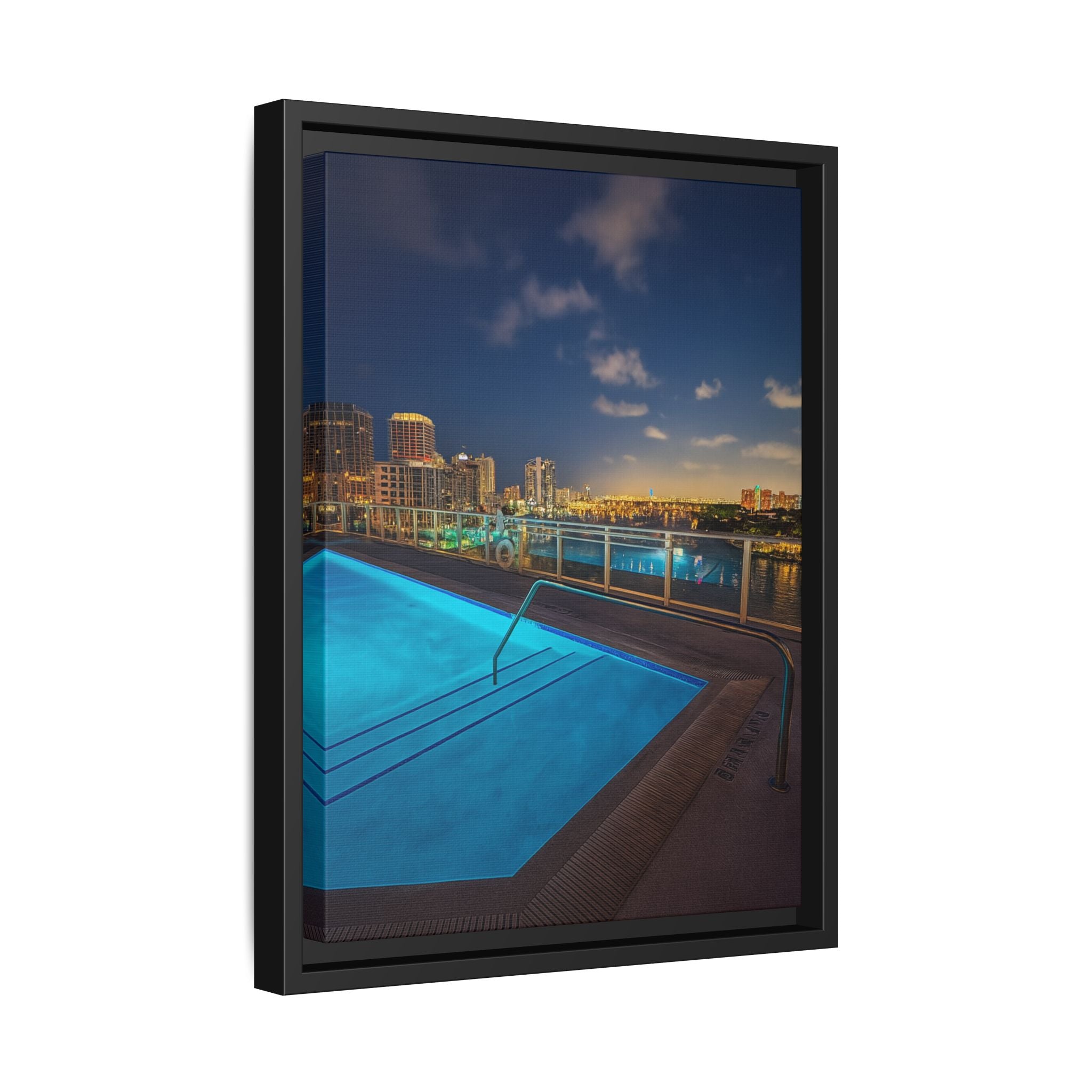 "Skyline Reflections" – Framed Canvas Print