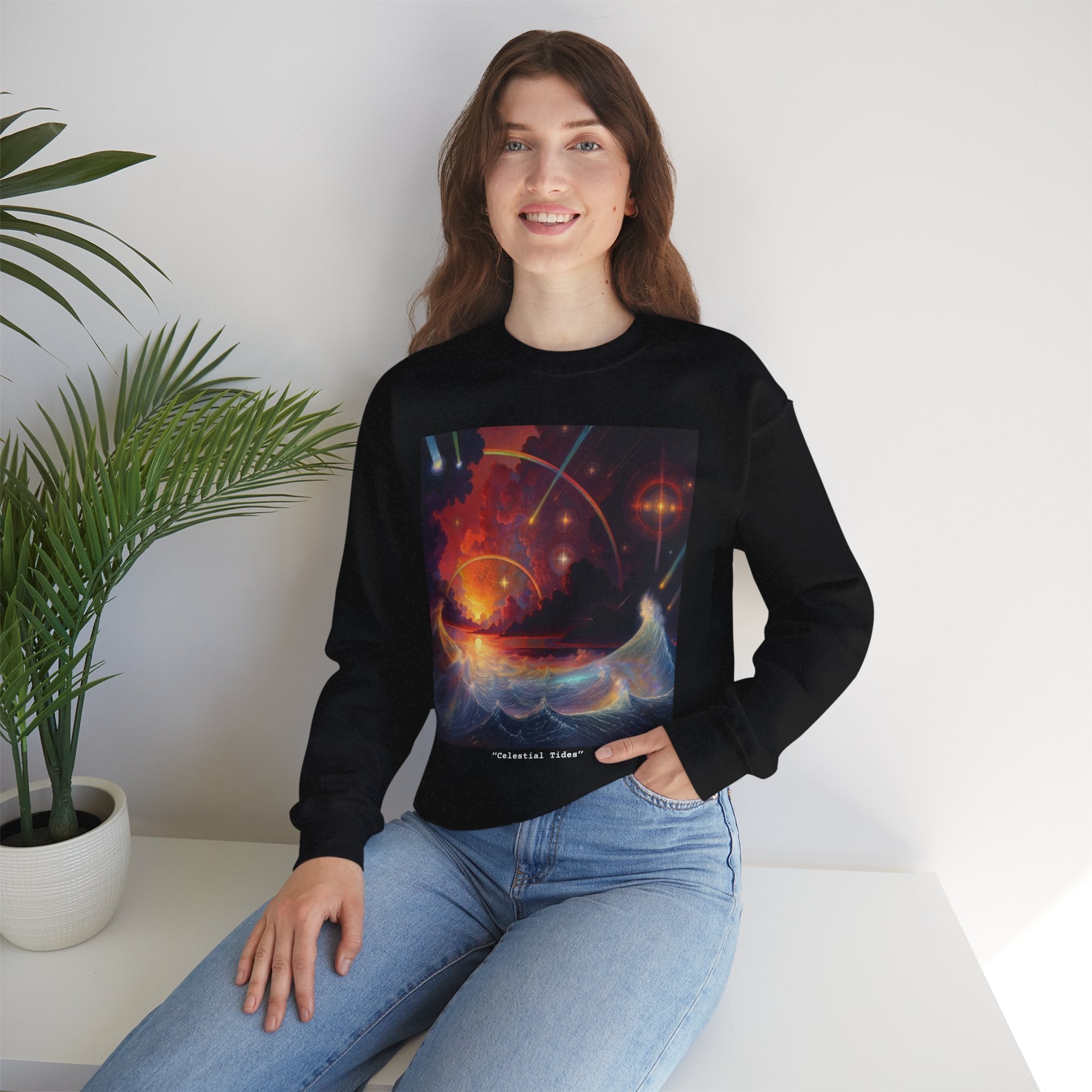 "Celestial Tides" – Cosmic Calm Crewneck