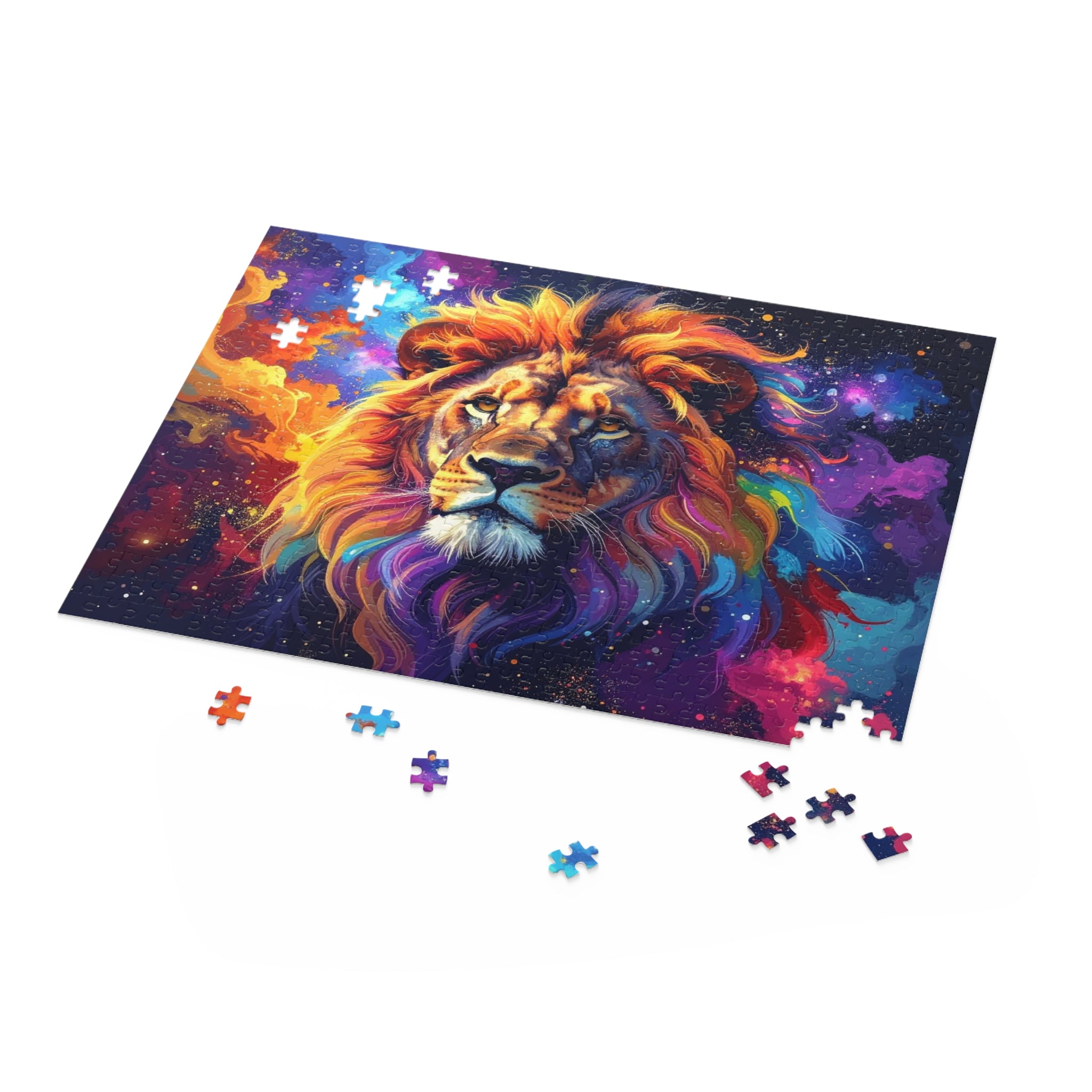 Cosmic Mane: Digital Wildlife Art, Celestial Lion Portrait -  L'Art Puzzle