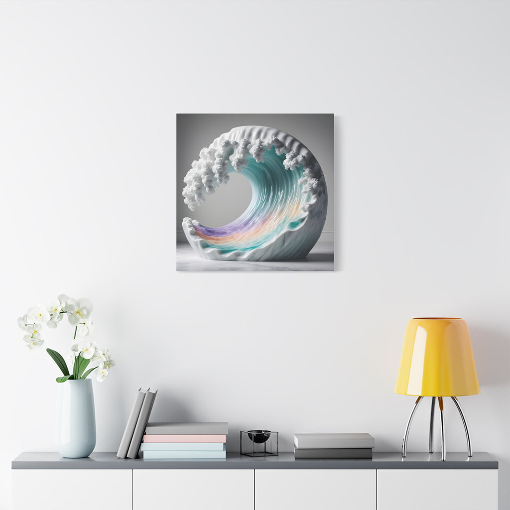 Oceanic Euphoria: Marble Wave Sculpture, Ethereal Aquatic Art - L’Art Suprême Canvas