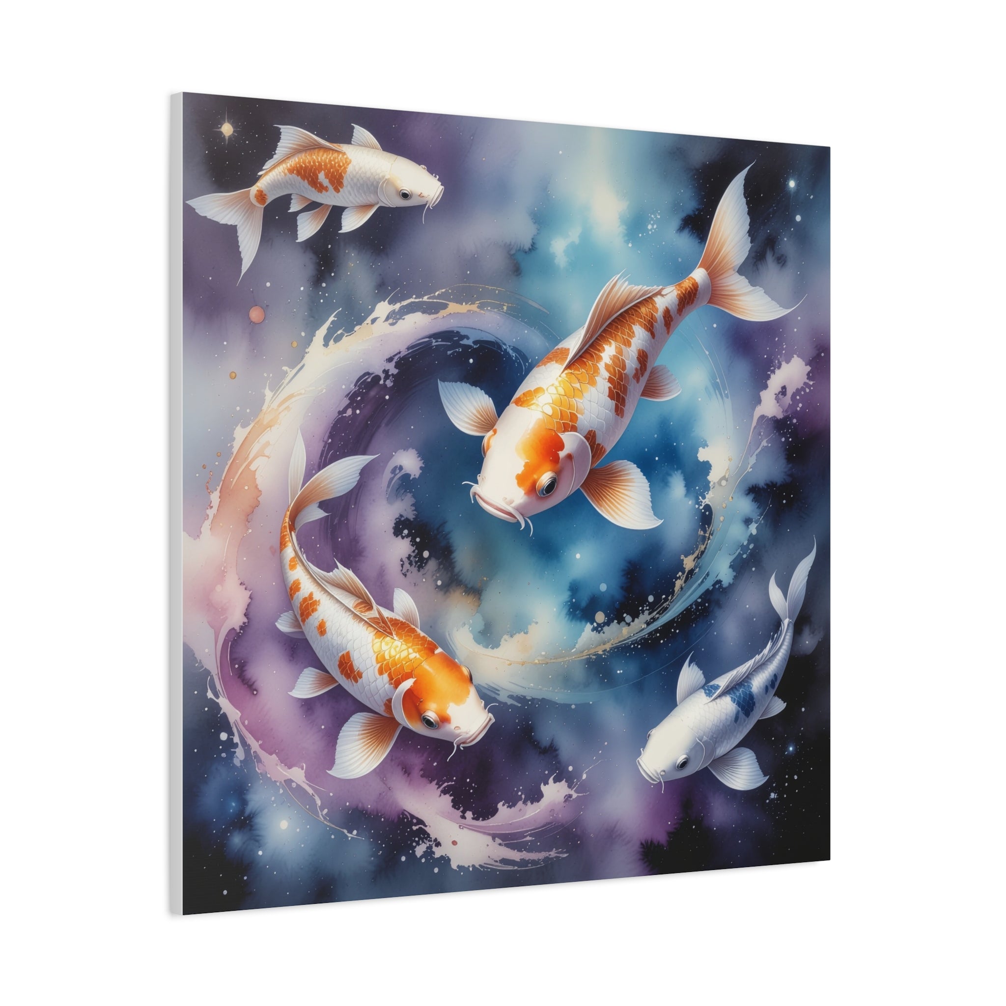 Cosmic Koi Symphony: Ethereal Underwater Space Journey, Digital Watercolor Fantasy - L’Art Suprême Canvas