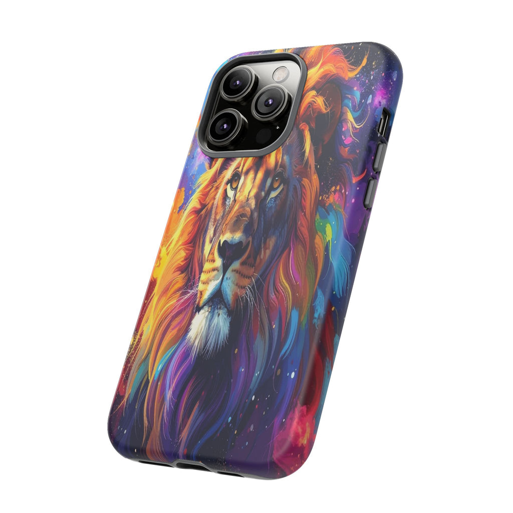 Cosmic Mane: Celestial Lion Portrait, Psychedelic Wildlife Art - L’Art Suprême Phone Case
