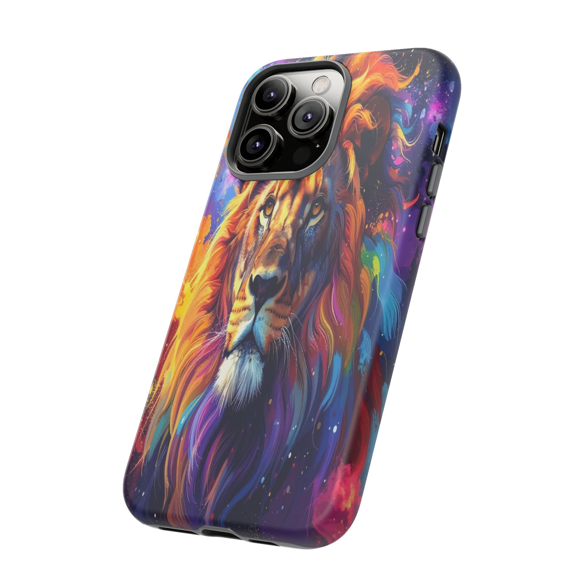 Cosmic Mane: Celestial Lion Portrait, Psychedelic Wildlife Art - L’Art Suprême Phone Case