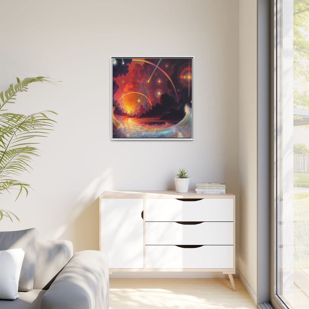 "Celestial Tides" – Framed Canvas Print