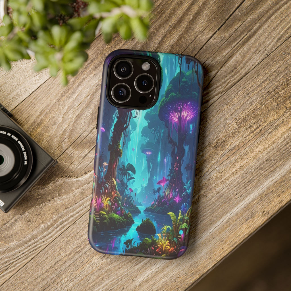 Bioluminescent Dreamscape: Ethereal Forest Fantasy, Digital Luminescence Illustration - L’Art Suprême Phone Case
