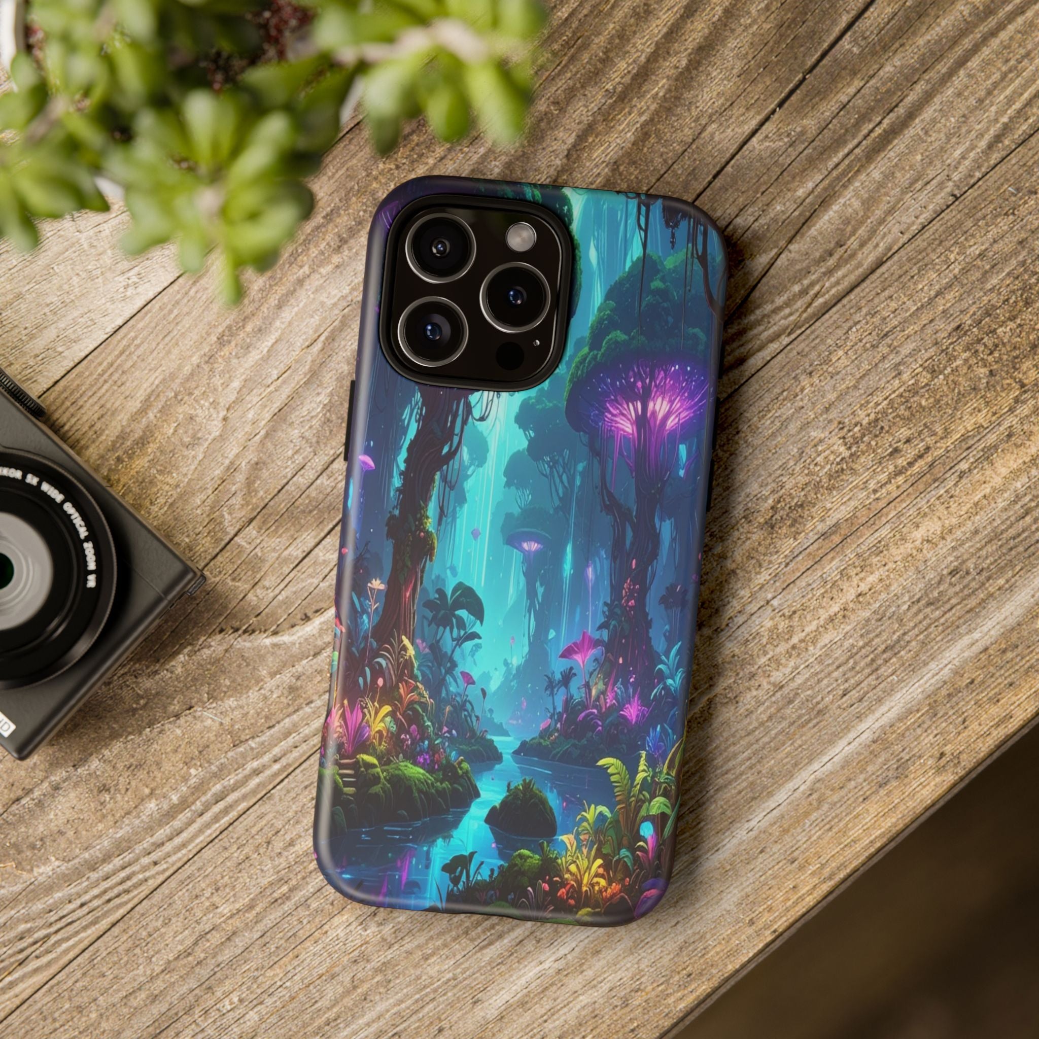 Bioluminescent Dreamscape: Ethereal Forest Fantasy, Digital Luminescence Illustration - L’Art Suprême Phone Case