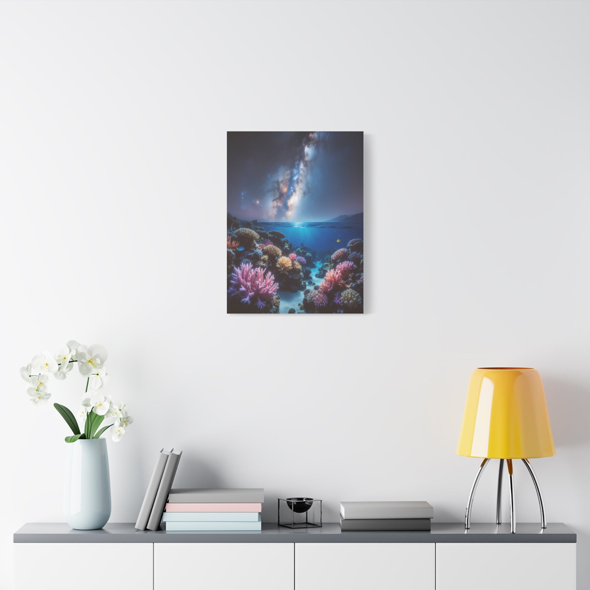 Cosmic Reef Harmony: Underwater Seascape Panorama, Milky Way Marine Dreamscape - L’Art Suprême Canvas