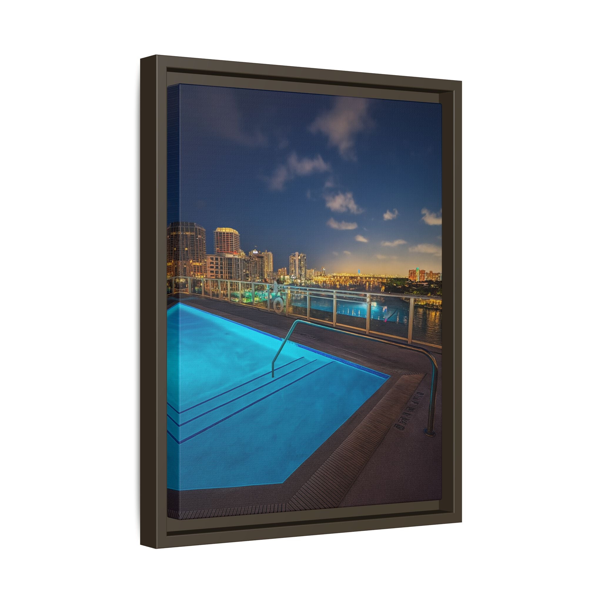 "Skyline Reflections" – Framed Canvas Print