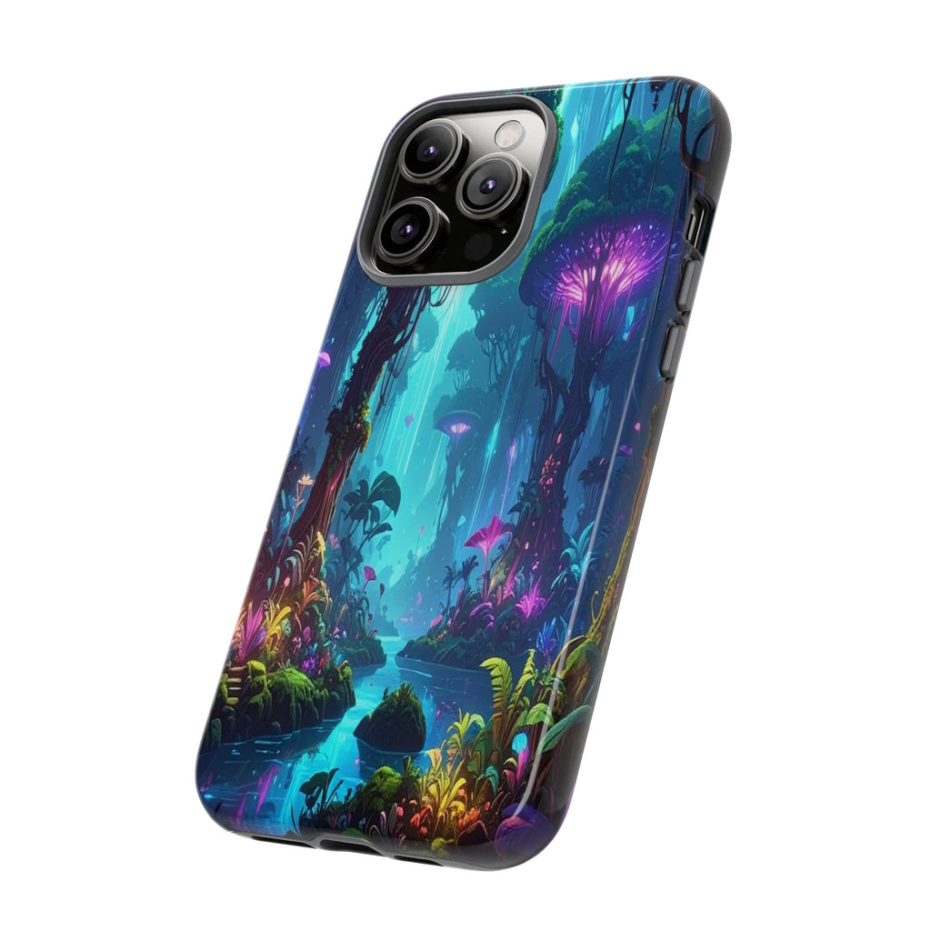 Bioluminescent Dreamscape: Ethereal Forest Fantasy, Digital Luminescence Illustration - L’Art Suprême Phone Case