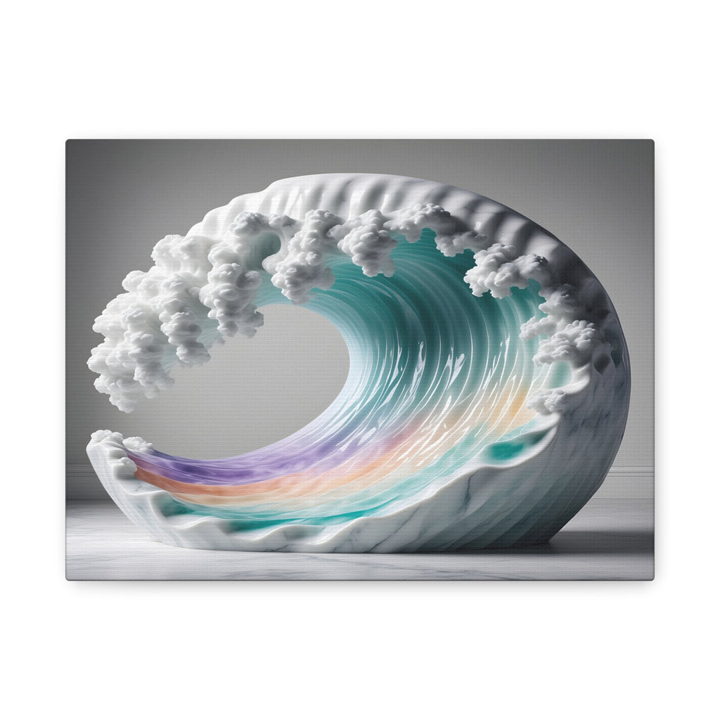 Oceanic Euphoria: Marble Wave Sculpture, Ethereal Aquatic Art - L’Art Suprême Canvas