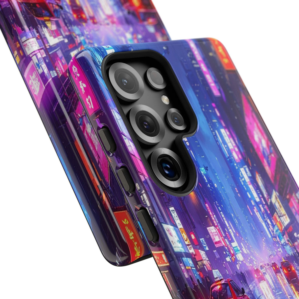 Neon Dystopia: Cyberpunk Metropolis, Urban Night Reflections - L’Art Suprême Phone Case