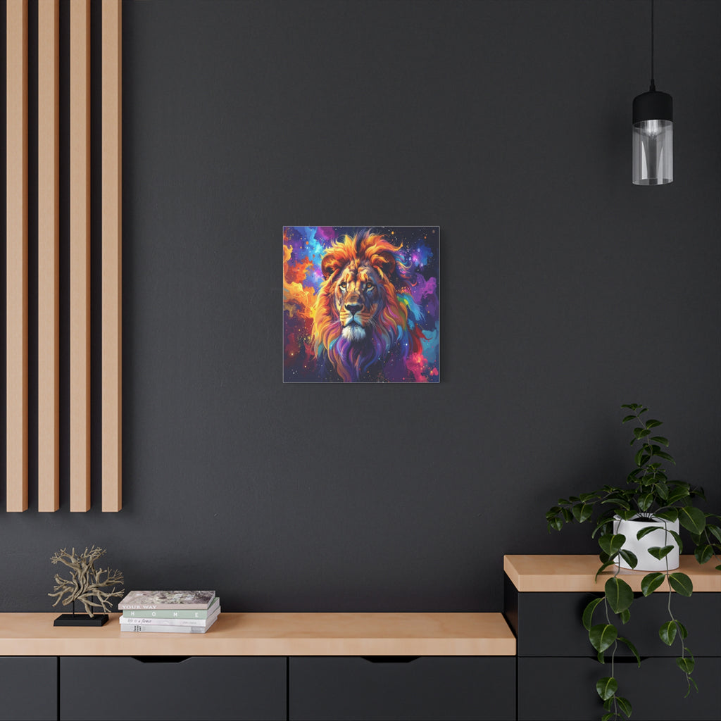 Cosmic Mane: Celestial Lion Portrait, Digital Cosmic Artwork - L’Art Suprême Canvas