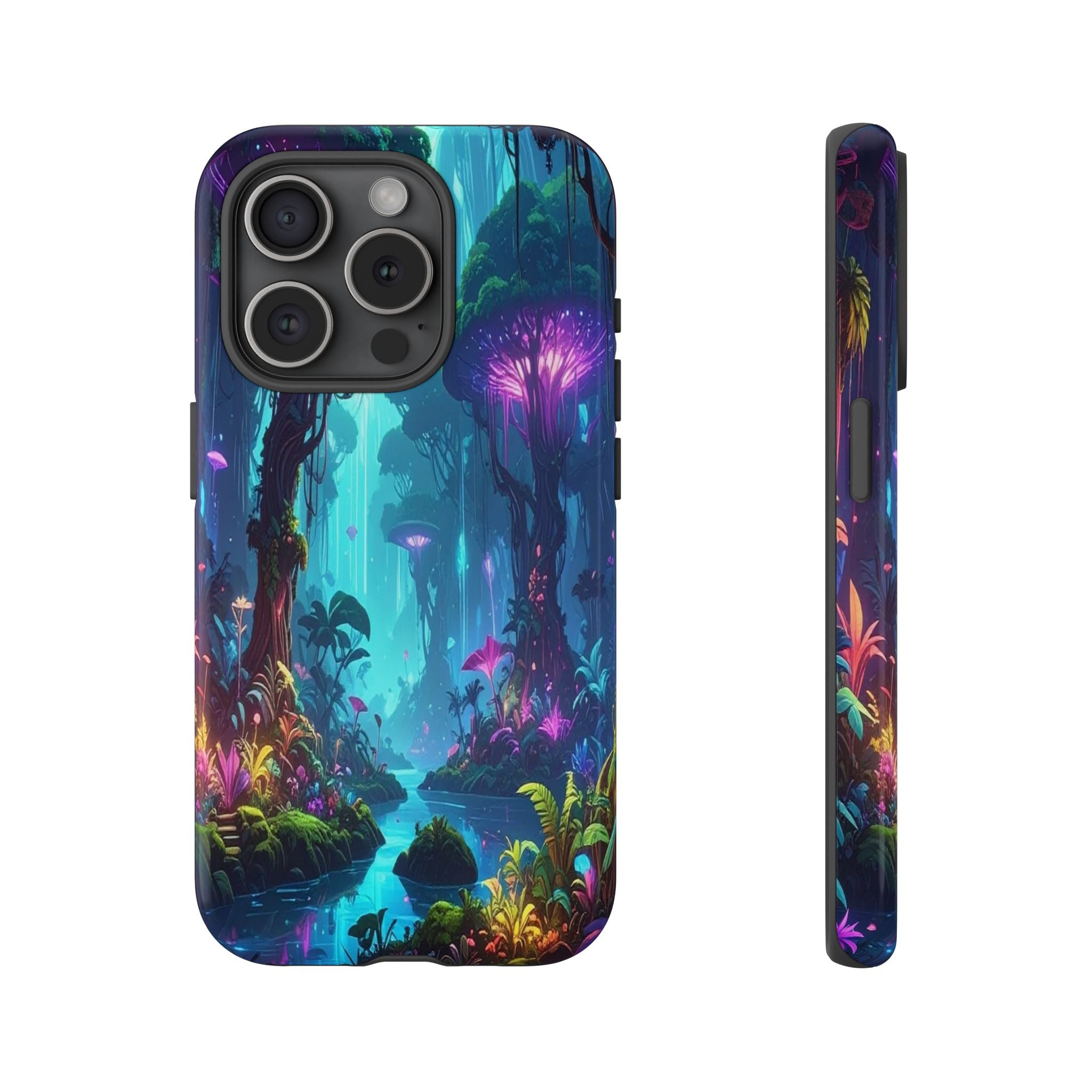 Bioluminescent Dreamscape: Ethereal Forest Fantasy, Digital Luminescence Illustration - L’Art Suprême Phone Case