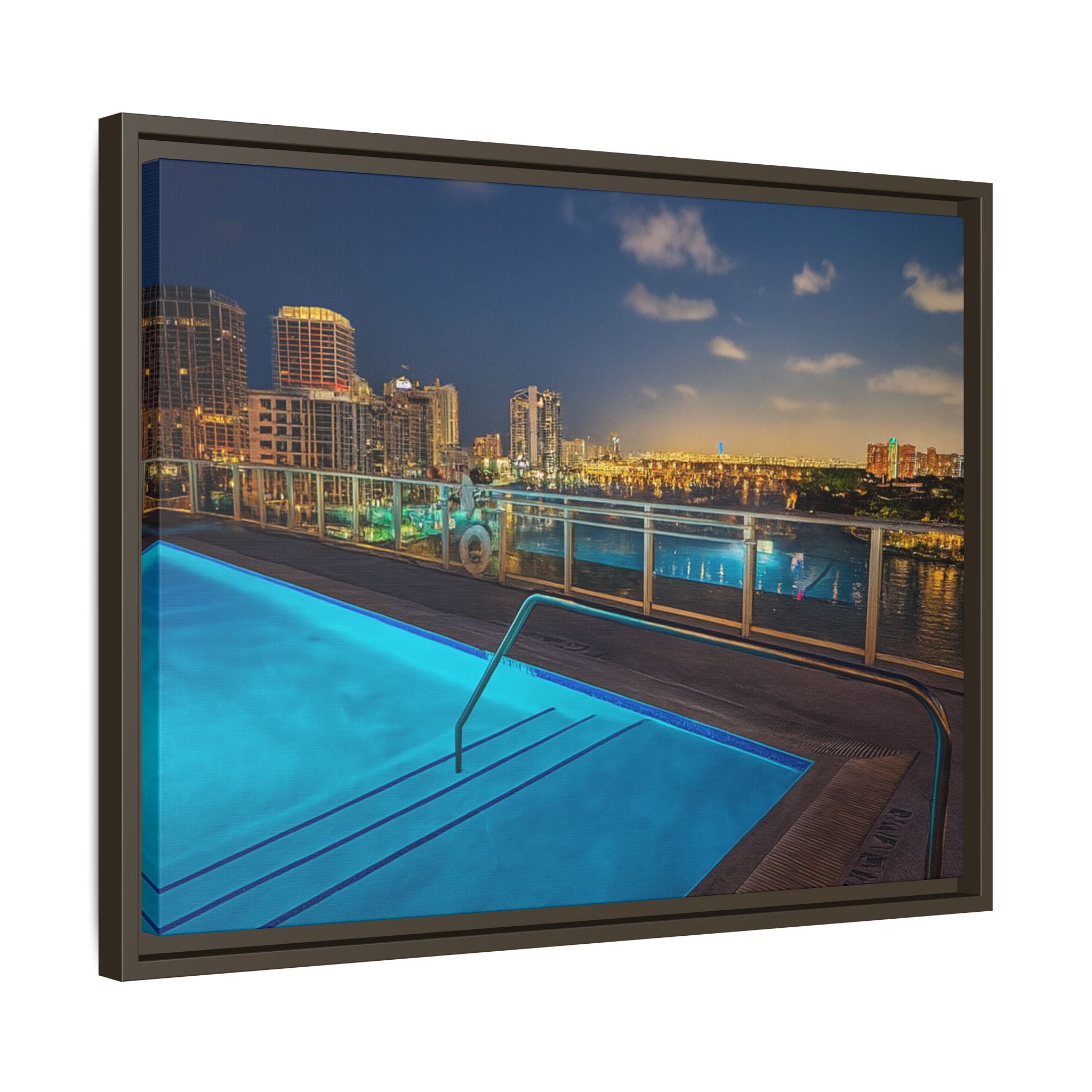 "Skyline Reflections" – Framed Canvas Print
