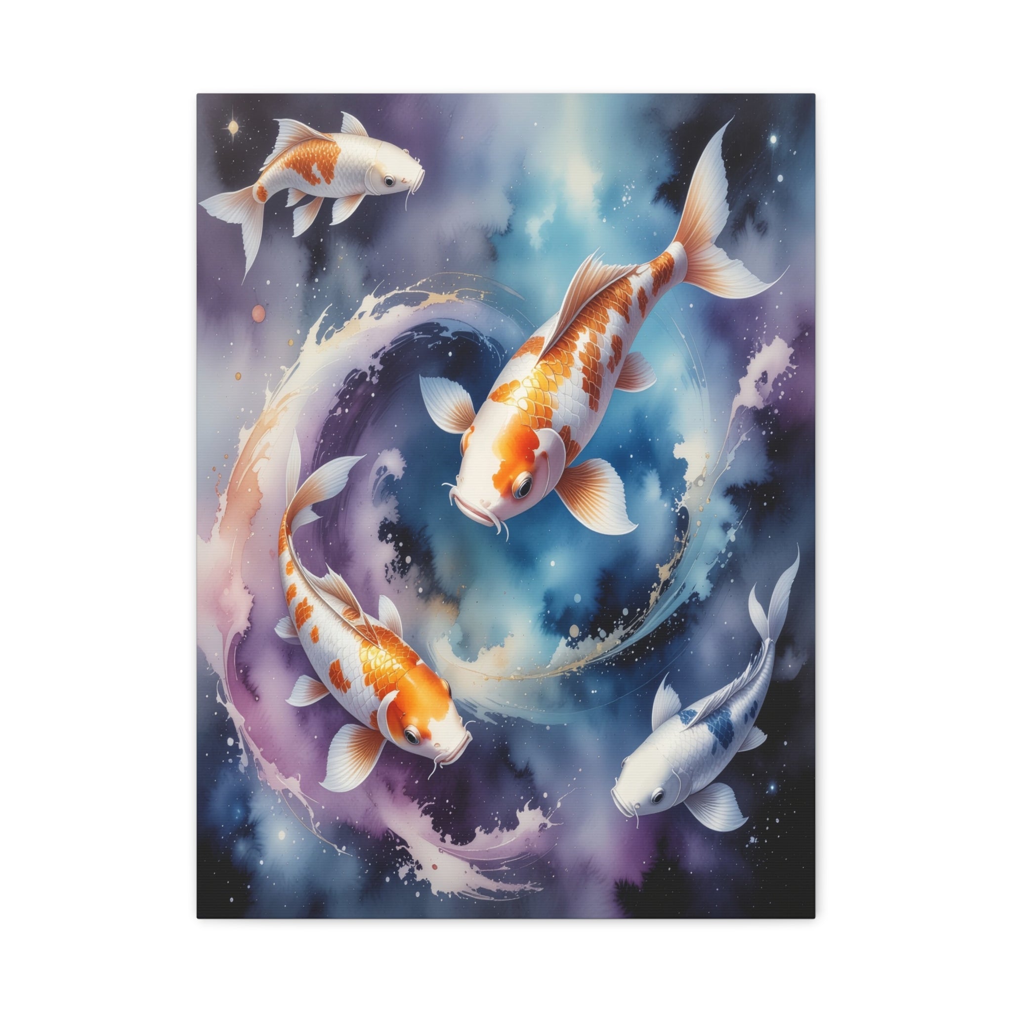 Cosmic Koi Symphony: Ethereal Underwater Space Journey, Digital Watercolor Fantasy - L’Art Suprême Canvas
