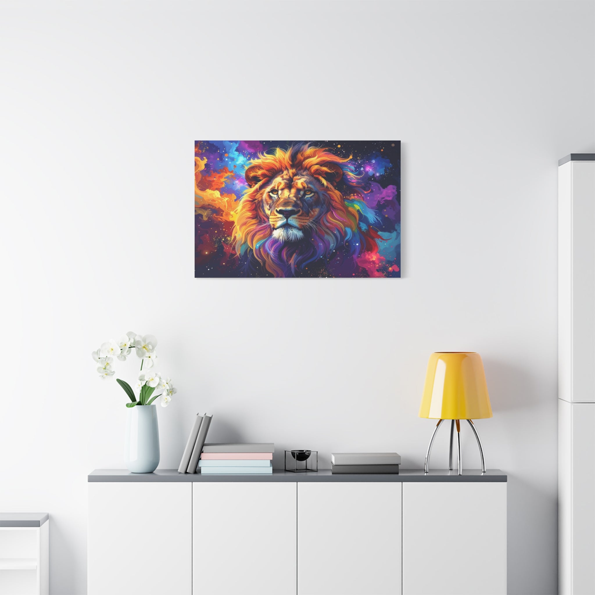 Cosmic Mane: Celestial Lion Portrait, Digital Cosmic Artwork - L’Art Suprême Canvas