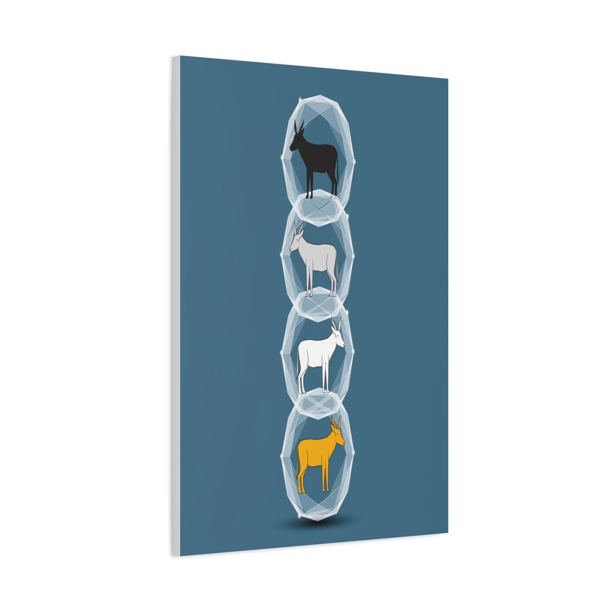 Encapsulated Ascent: Geometric Animal Silhouettes, Minimal Vertical Progression - L’Art Suprême Canvas