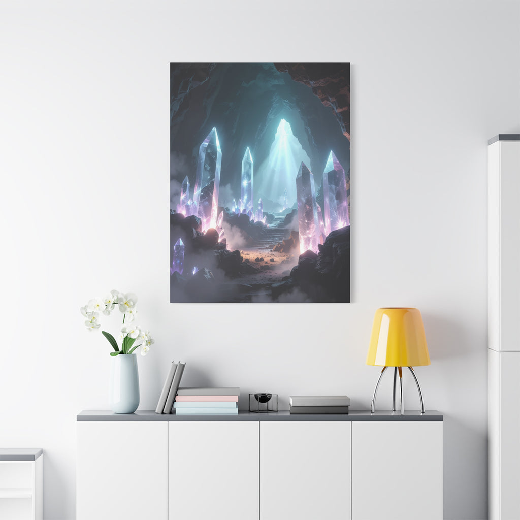 Crystal Reverie: Luminous Cavern Dreamscape, Ethereal Digital Fantasy Art - L’Art Suprême Canvas