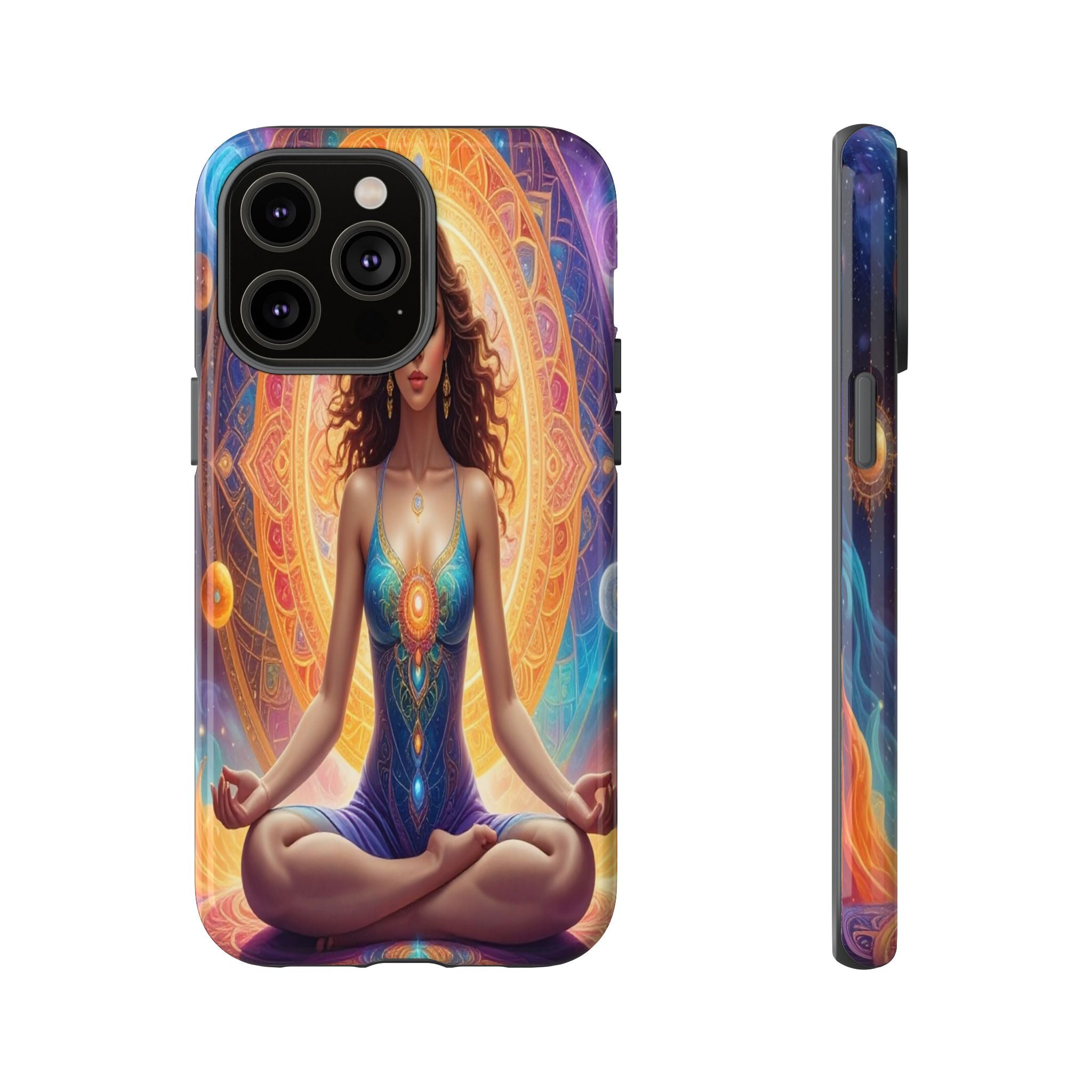 Cosmic Awakening: Spiritual Meditation Mandala, Celestial Energy Visualization - L’Art Suprême Phone Case