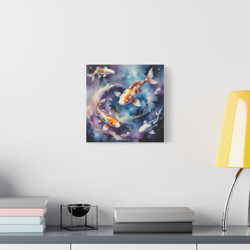 Cosmic Koi Symphony: Ethereal Underwater Space Journey, Digital Watercolor Fantasy - L’Art Suprême Canvas