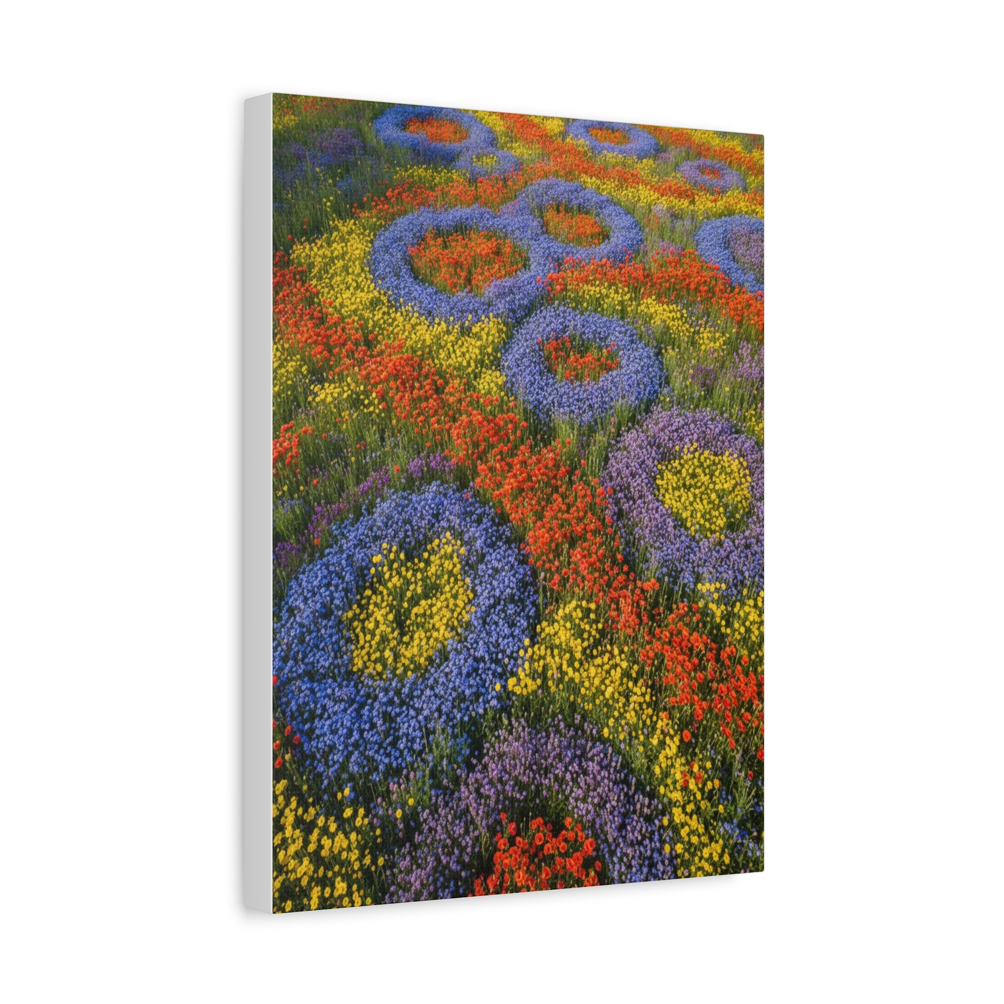 Geometric Garden: Kaleidoscopic Floral Landscape, Vibrant Botanical Patterns - L’Art Suprême Canvas