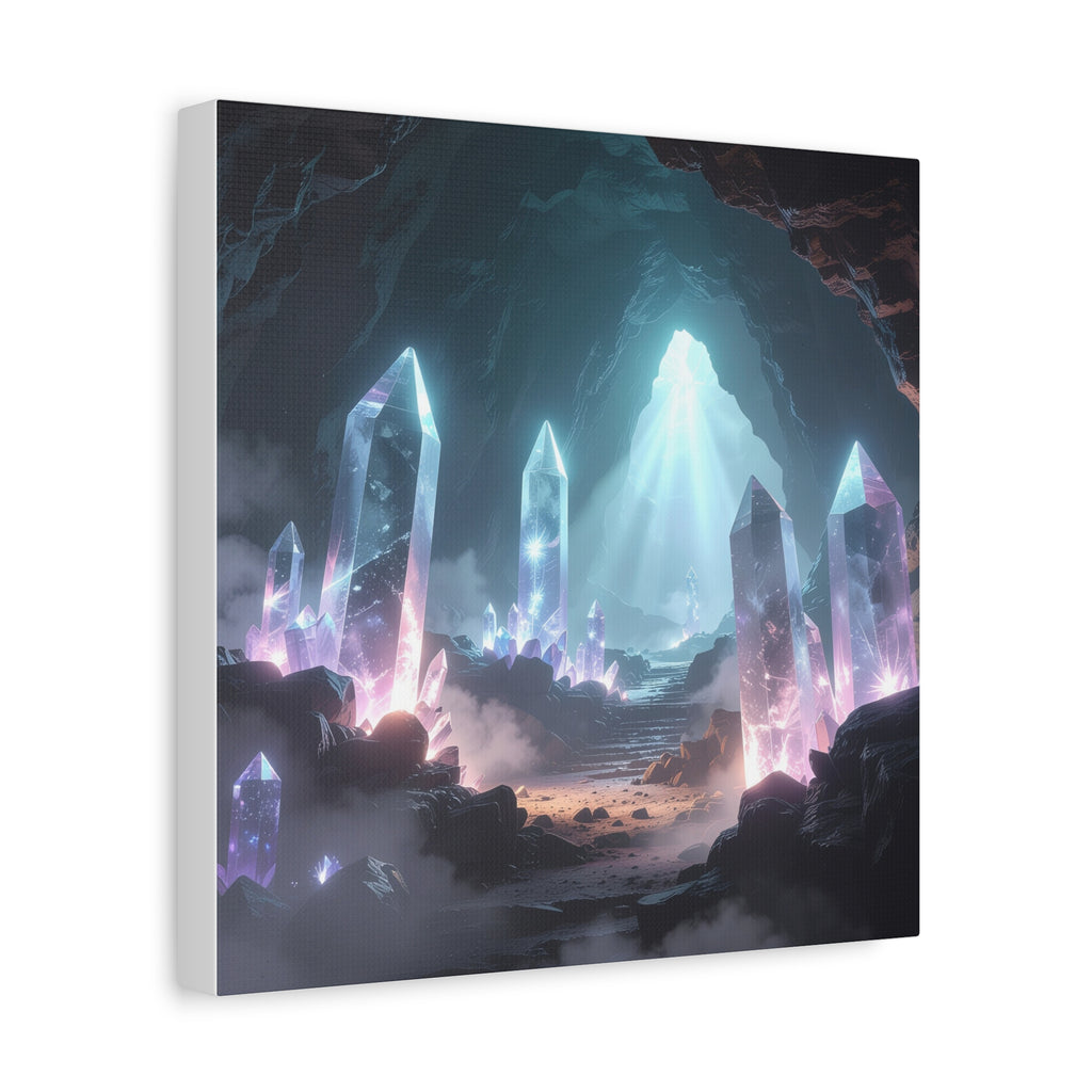 Crystal Reverie: Luminous Cavern Dreamscape, Ethereal Digital Fantasy Art - L’Art Suprême Canvas