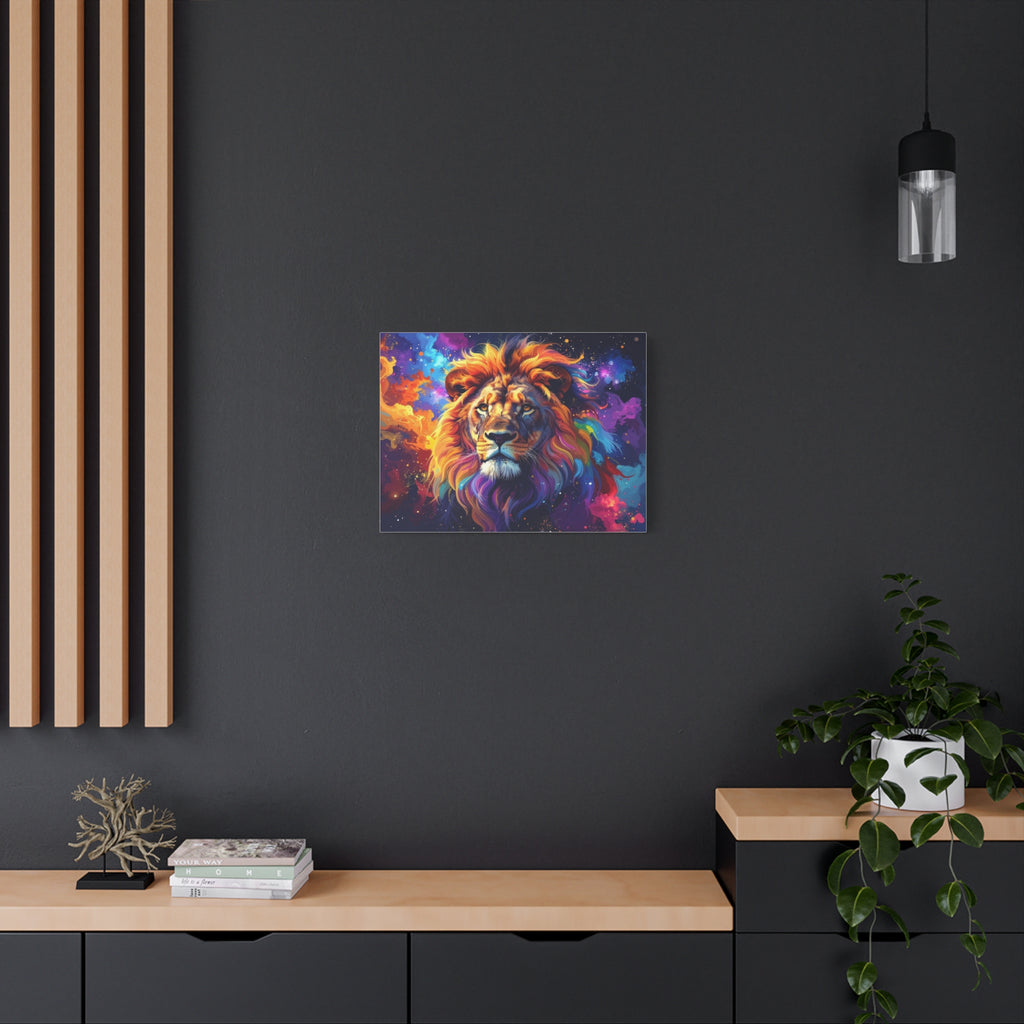Cosmic Mane: Celestial Lion Portrait, Digital Cosmic Artwork - L’Art Suprême Canvas