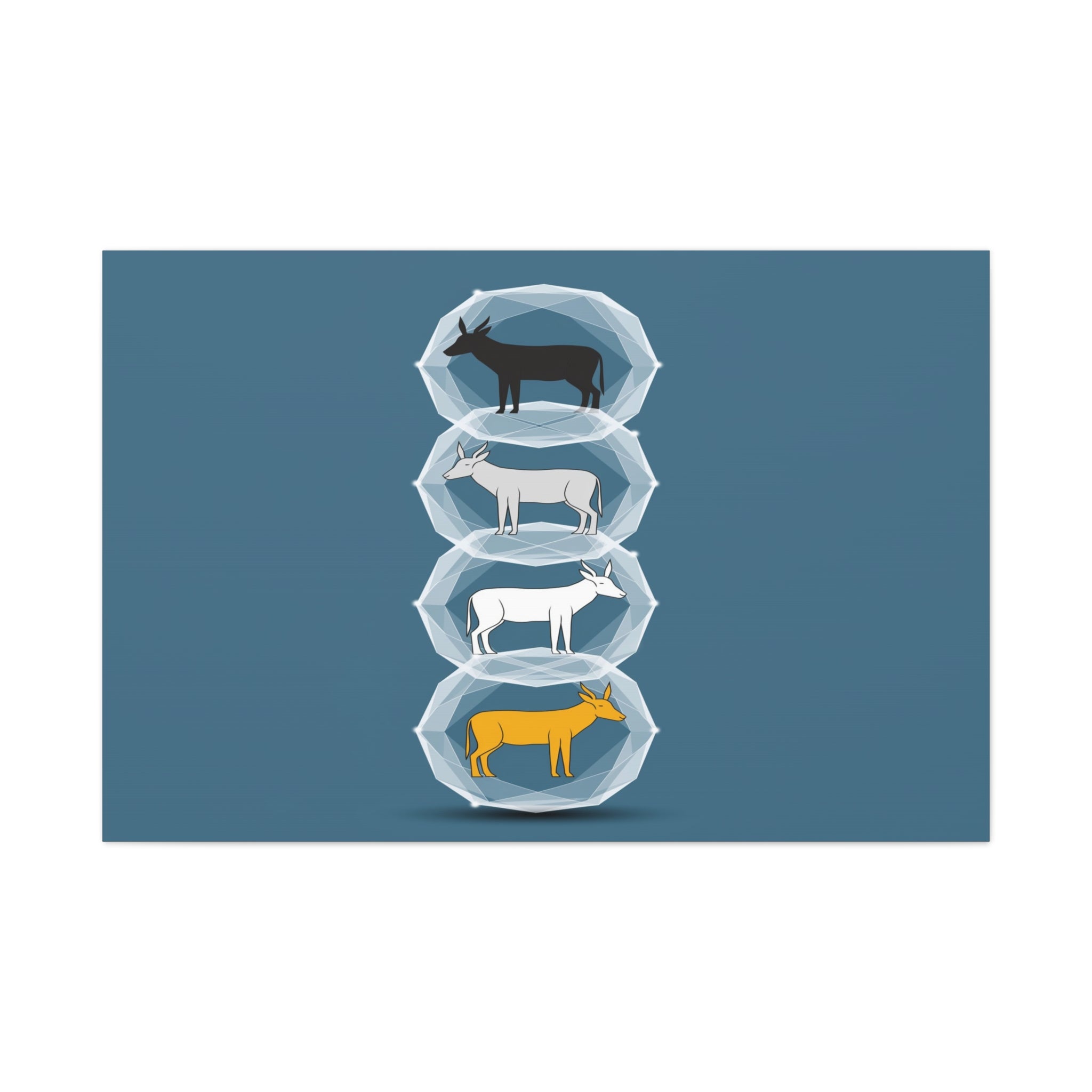 Encapsulated Ascent: Geometric Animal Silhouettes, Minimal Vertical Progression - L’Art Suprême Canvas