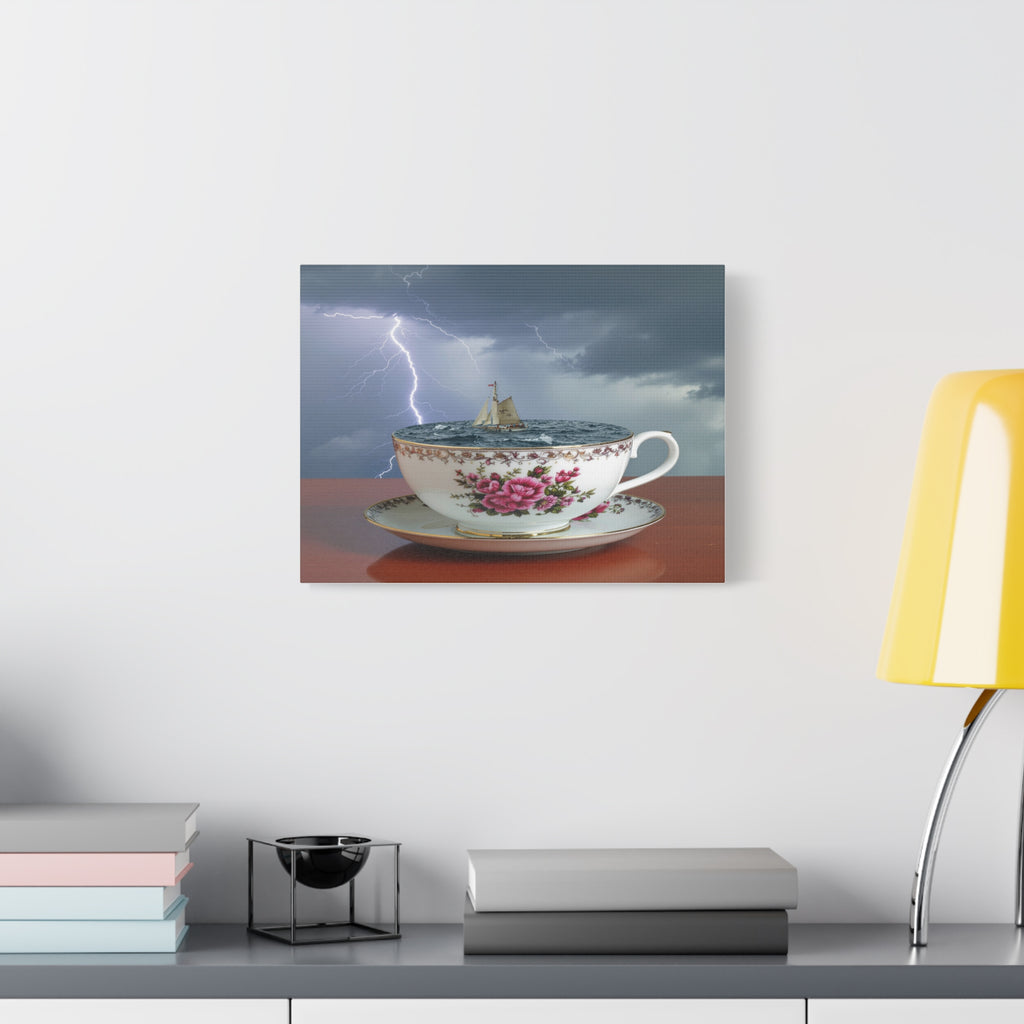 Tempest in a Teacup: Surreal Maritime Digital Art, Porcelain Seascape Narrative - L’Art Suprême Canvas