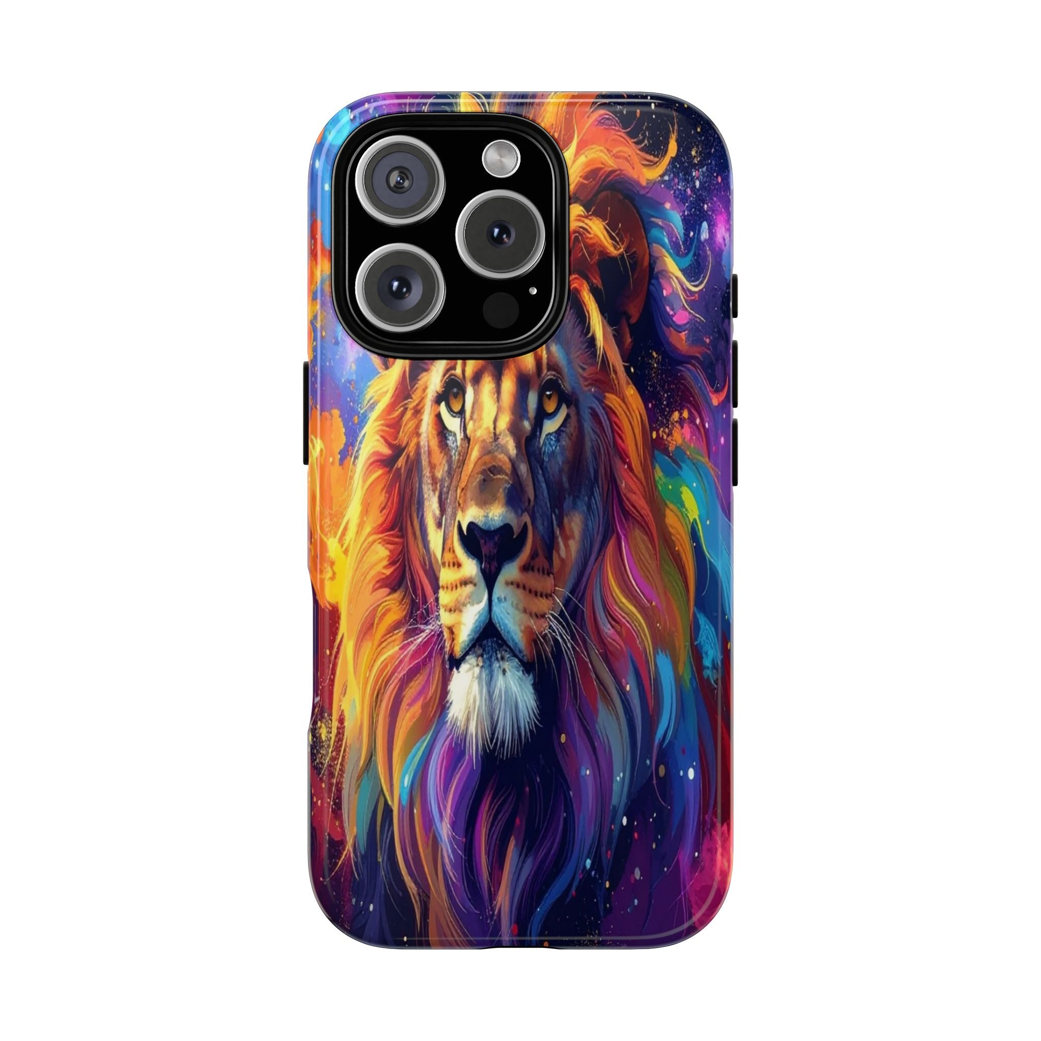 Cosmic Mane: Celestial Lion Portrait, Psychedelic Wildlife Art - L’Art Suprême Phone Case