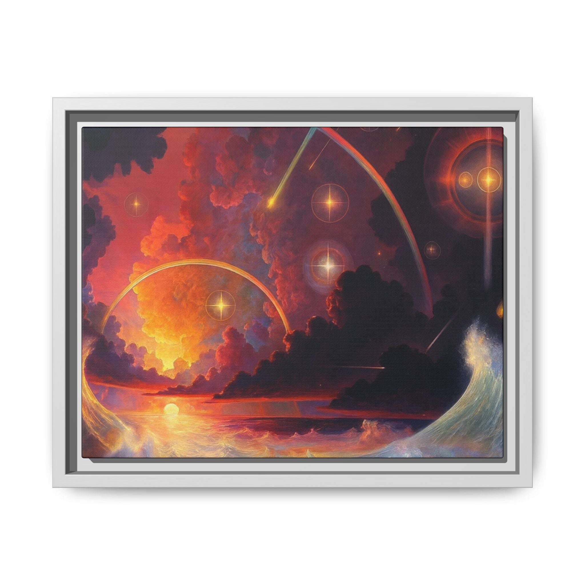 "Celestial Tides" – Framed Canvas Print