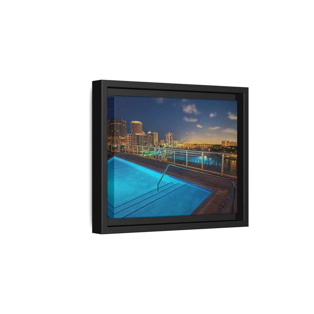 "Skyline Reflections" – Framed Canvas Print