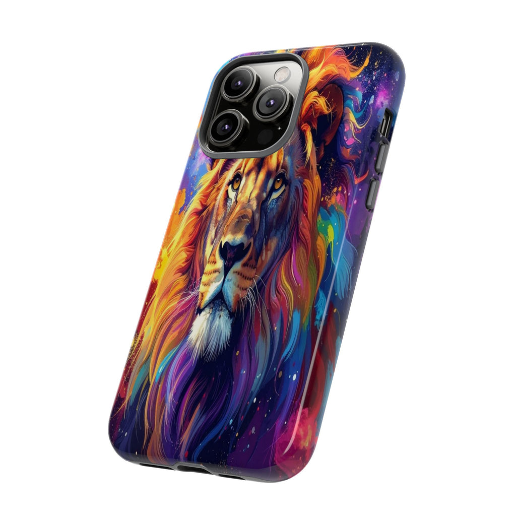 Cosmic Mane: Celestial Lion Portrait, Psychedelic Wildlife Art - L’Art Suprême Phone Case