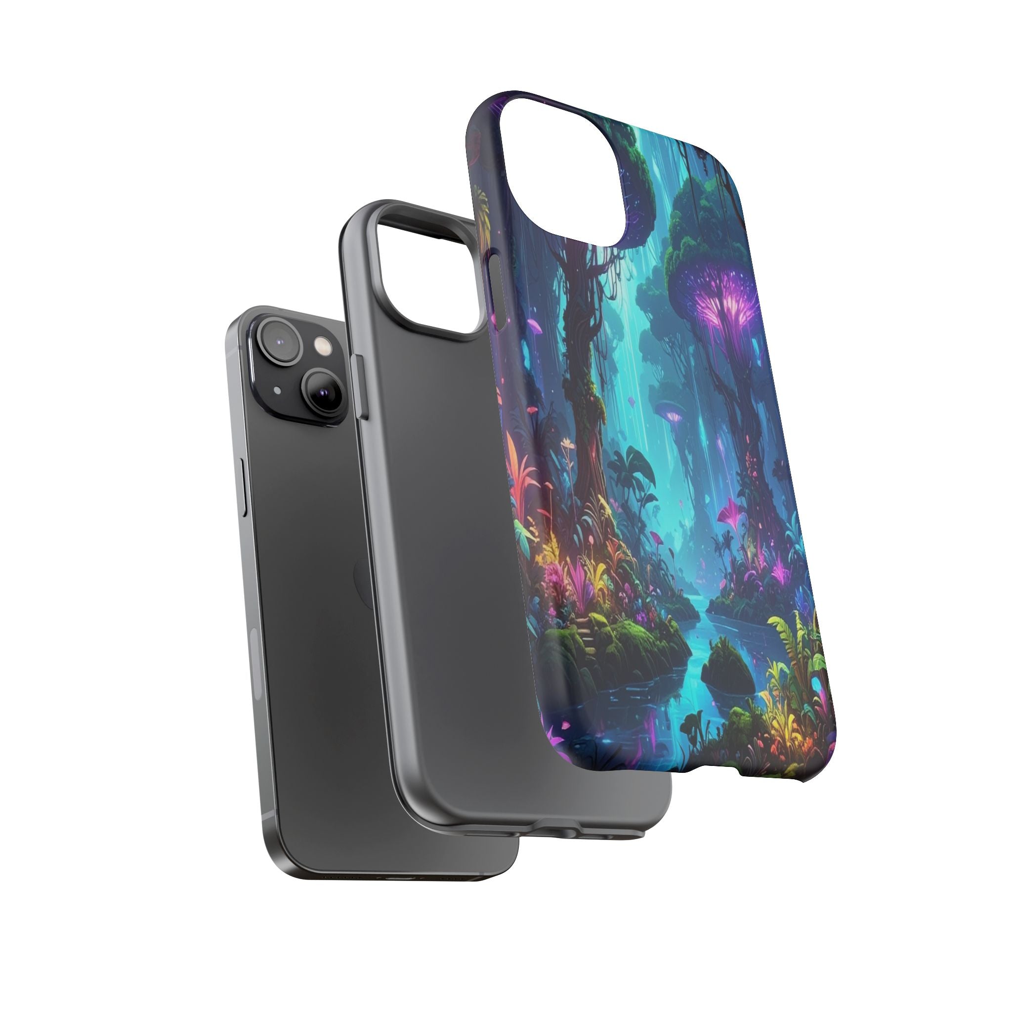 Bioluminescent Dreamscape: Ethereal Forest Fantasy, Digital Luminescence Illustration - L’Art Suprême Phone Case
