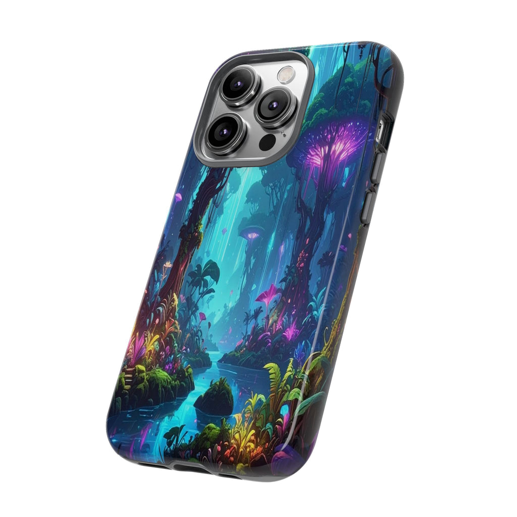 Bioluminescent Dreamscape: Ethereal Forest Fantasy, Digital Luminescence Illustration - L’Art Suprême Phone Case