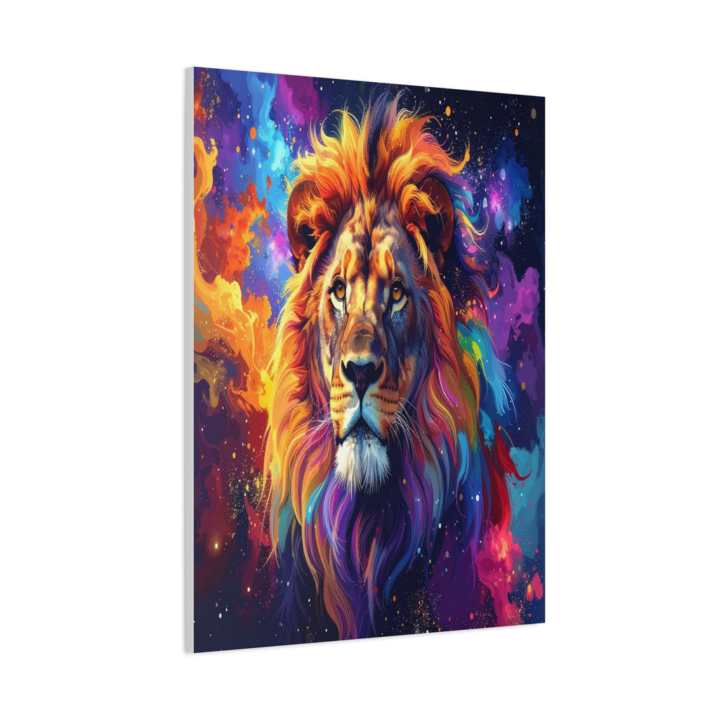 Cosmic Mane: Celestial Lion Portrait, Digital Cosmic Artwork - L’Art Suprême Canvas