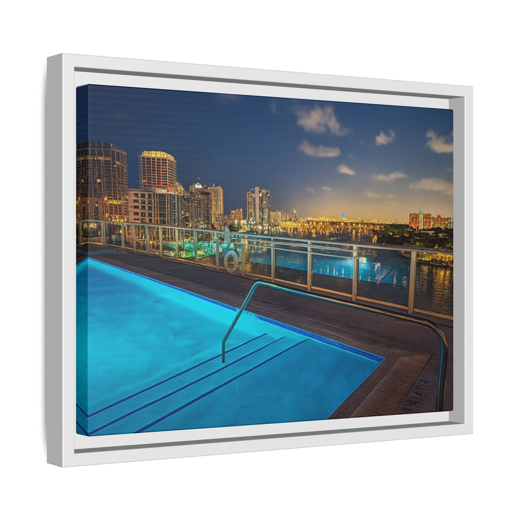 "Skyline Reflections" – Framed Canvas Print