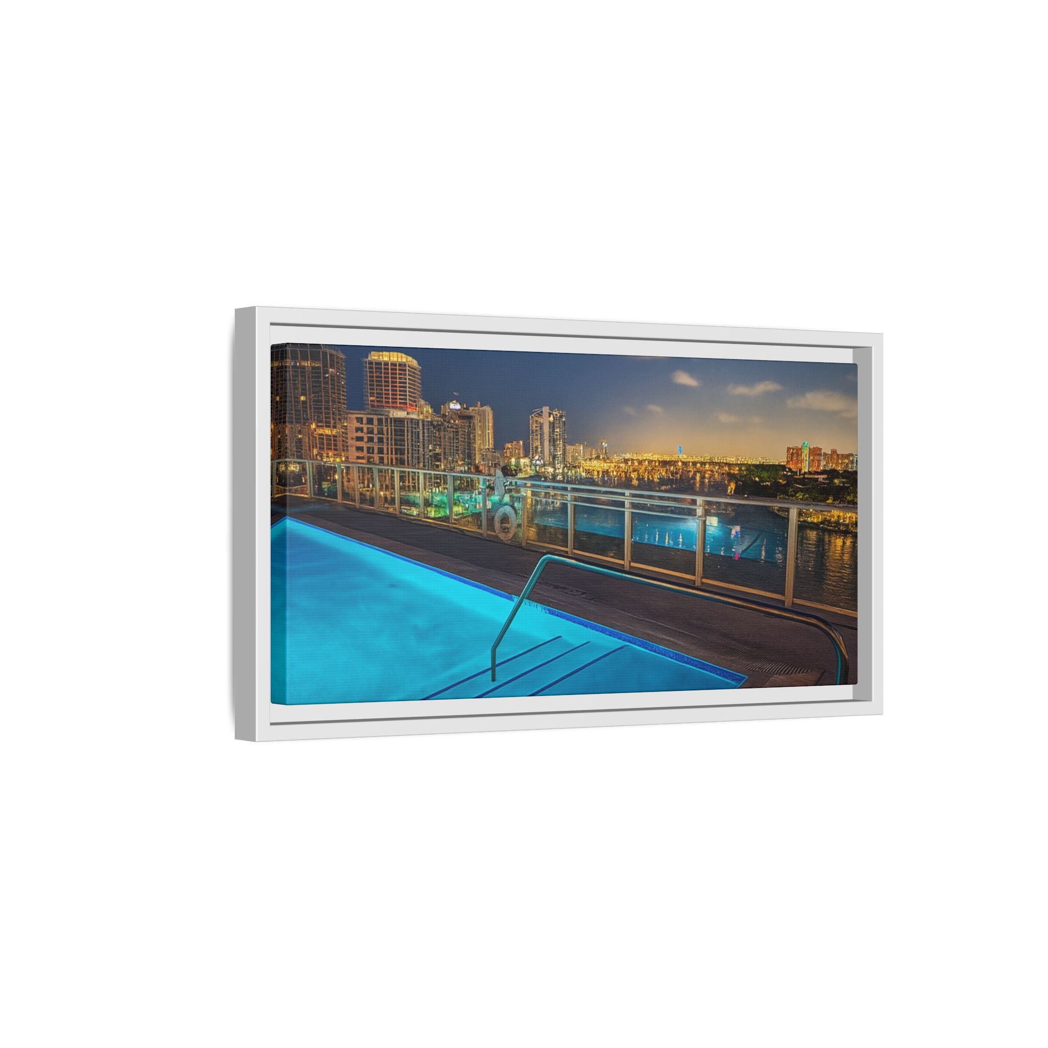 "Skyline Reflections" – Framed Canvas Print