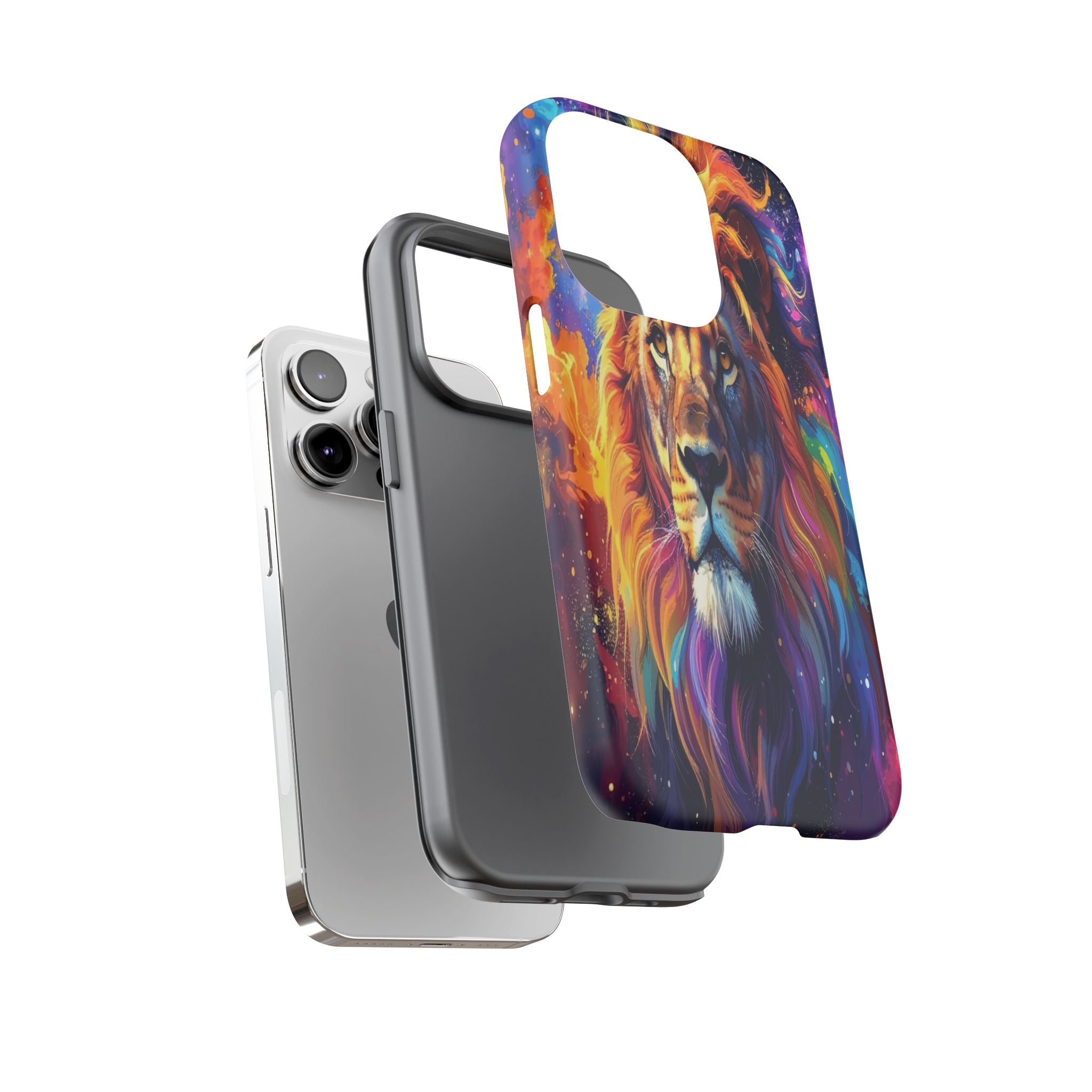 Cosmic Mane: Celestial Lion Portrait, Psychedelic Wildlife Art - L’Art Suprême Phone Case