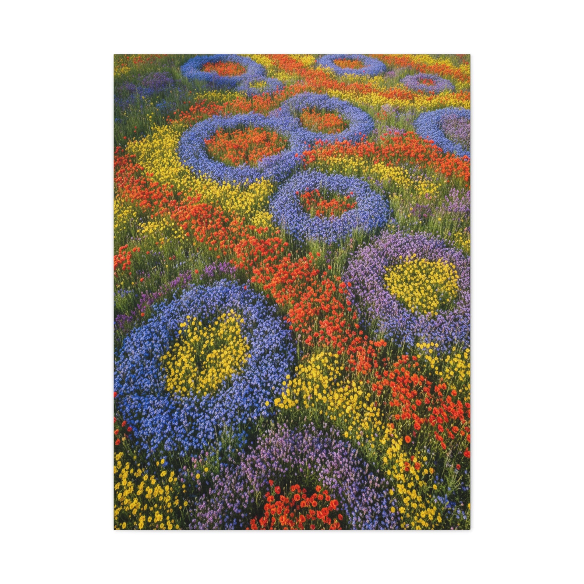 Geometric Garden: Kaleidoscopic Floral Landscape, Vibrant Botanical Patterns - L’Art Suprême Canvas