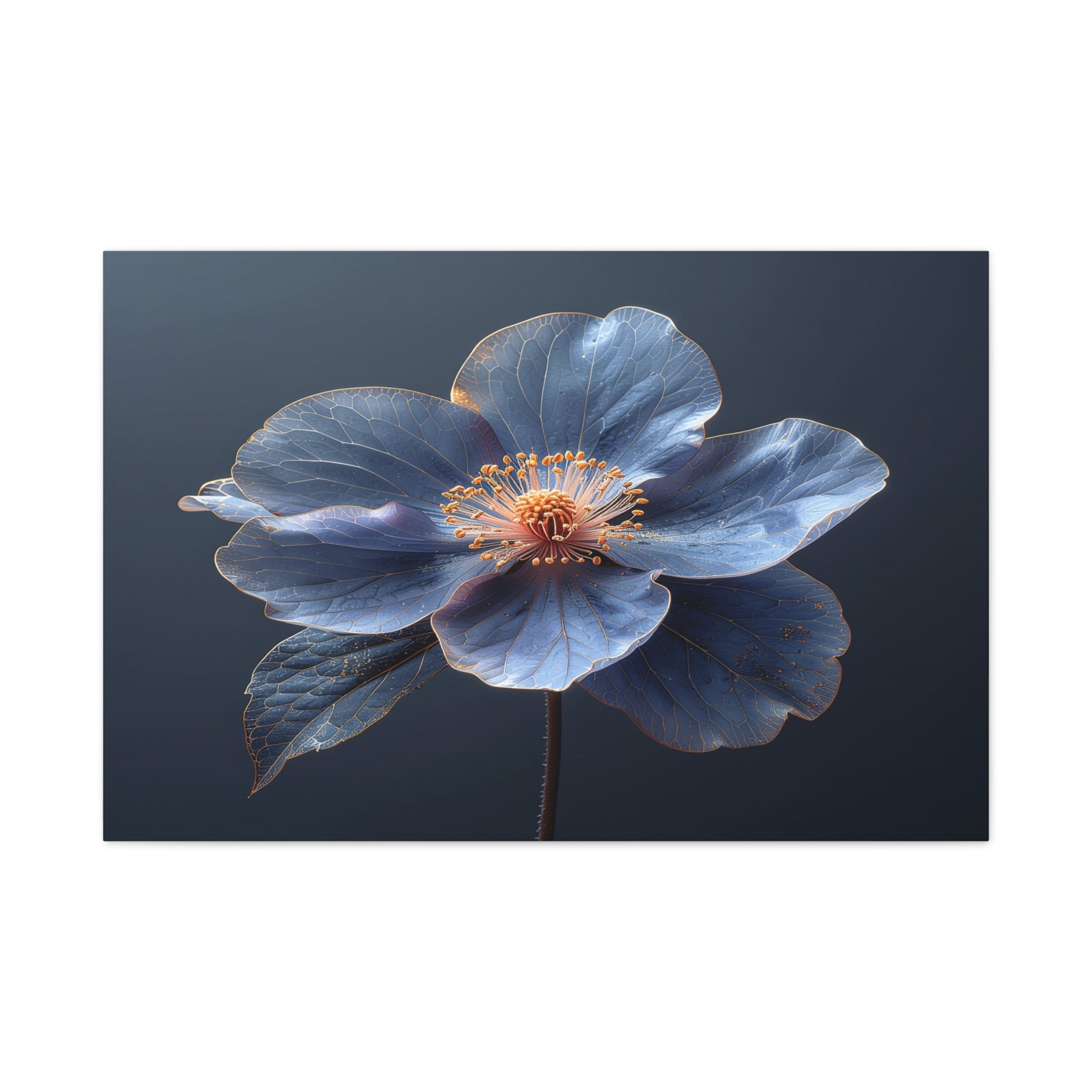 Ethereal Blue: Macro Botanical Photography, Delicate Floral Veins - L’Art Suprême Canvas