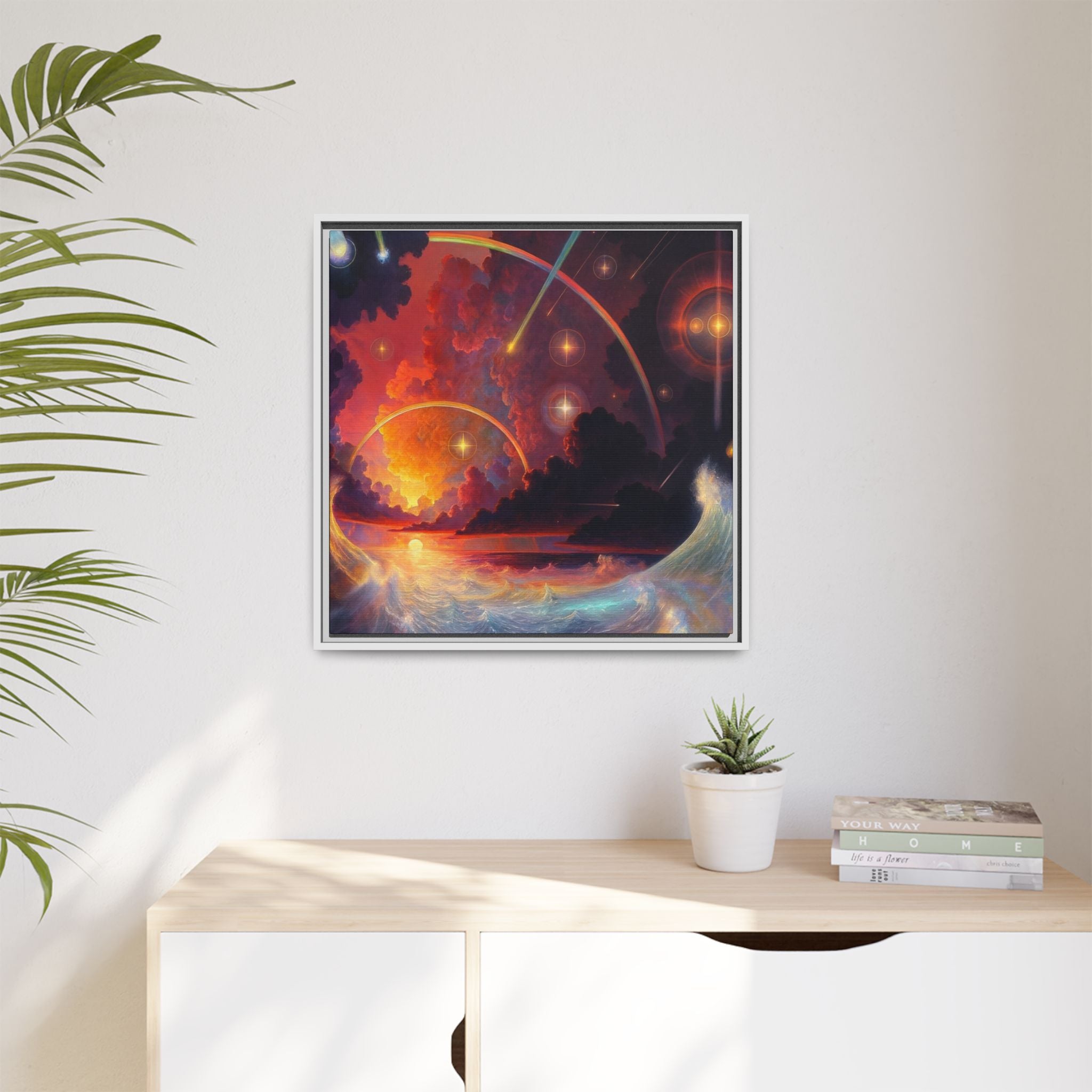 "Celestial Tides" – Framed Canvas Print